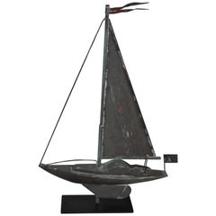 Antique Sail Boat Weather Vane, Mounted