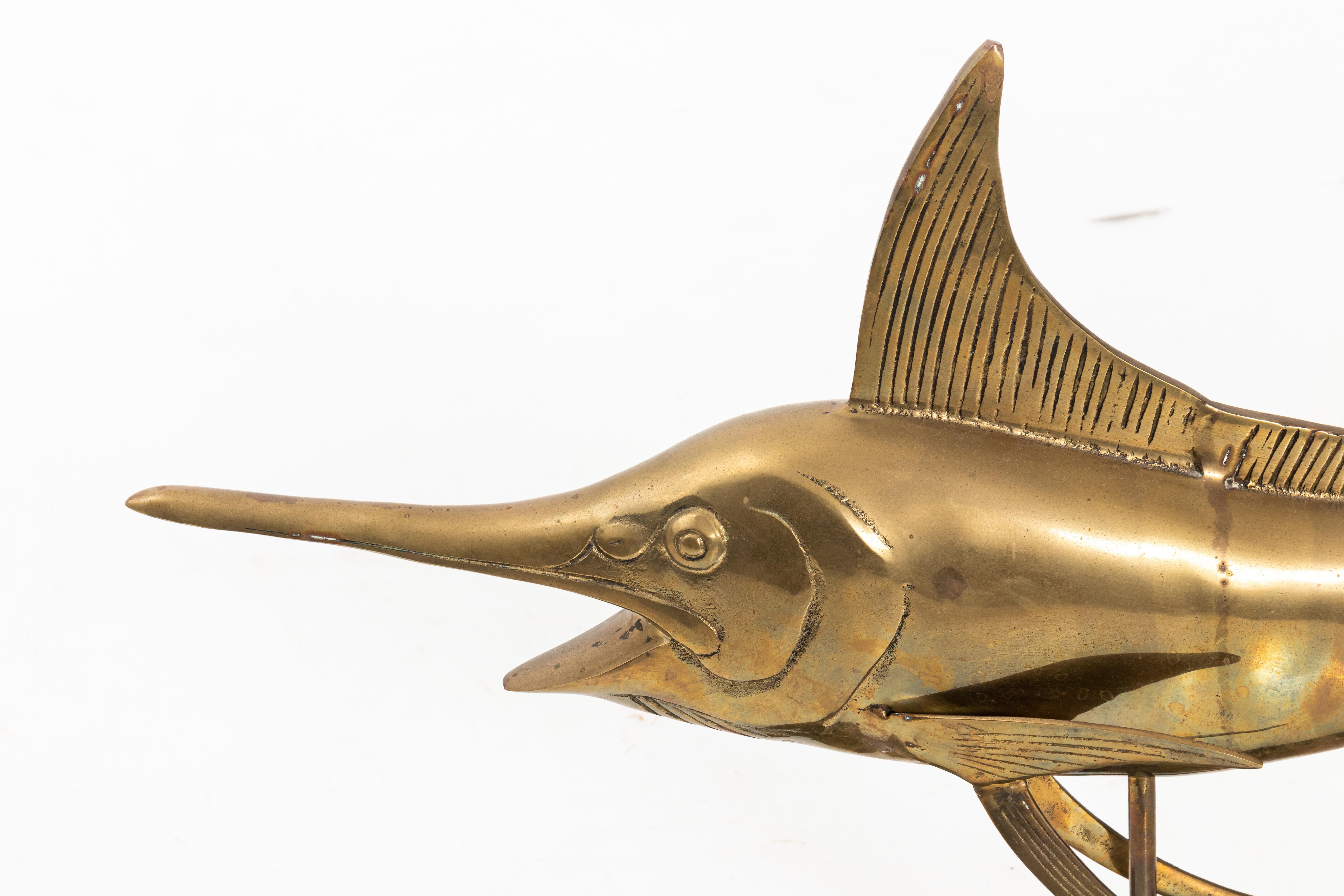 Sail Fish Sculpture in Brass In Good Condition In New York, NY