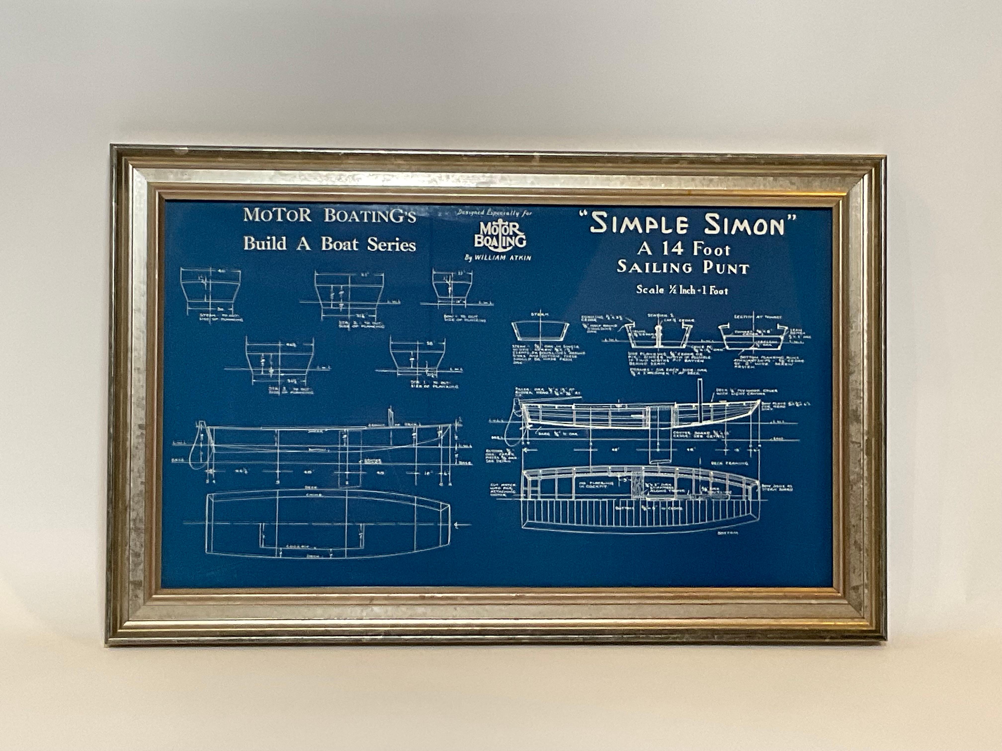 Sailboat Blueprint für Simple Simon (Nordamerikanisch) im Angebot