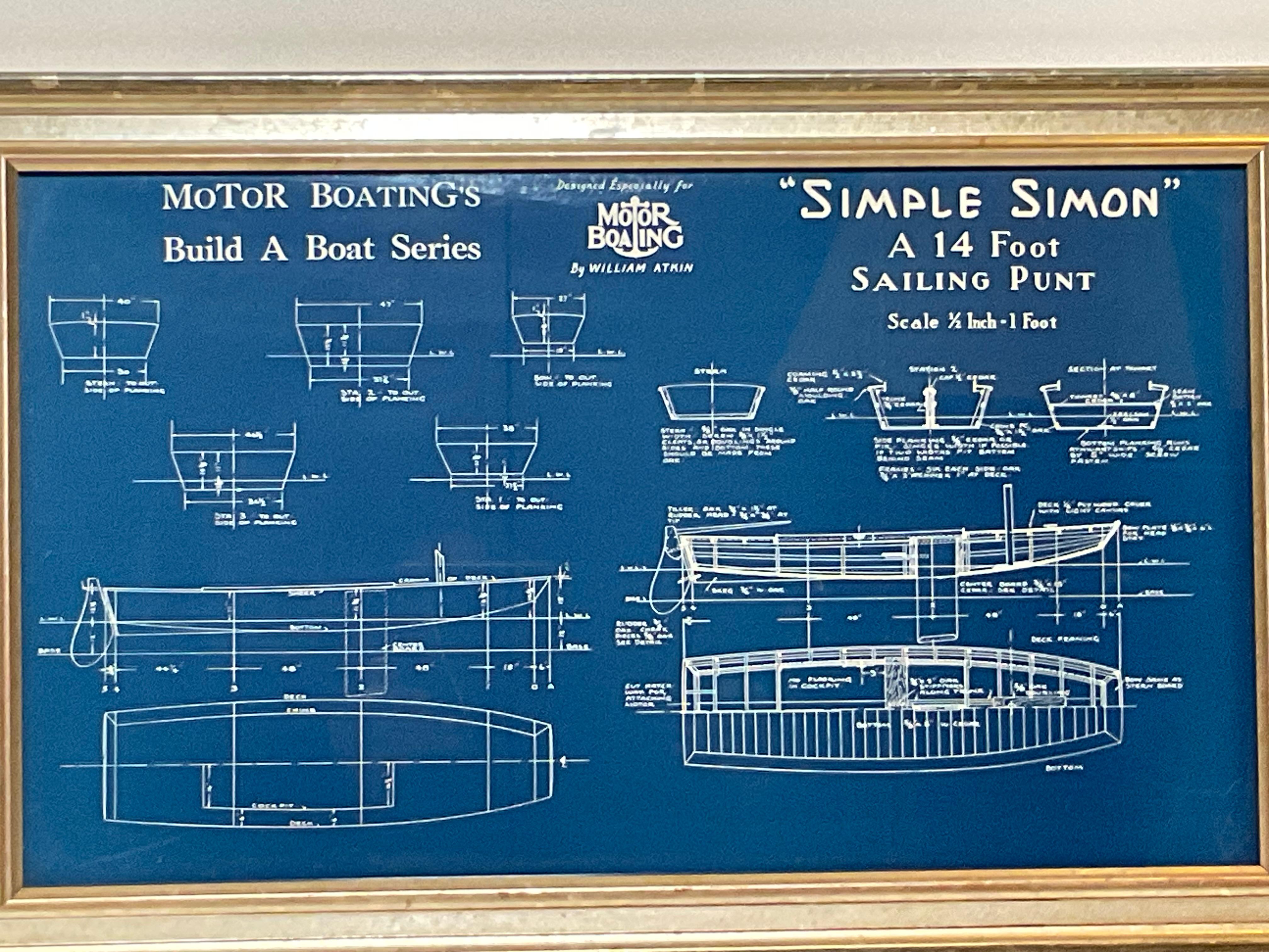 Sailboat Blueprint für Simple Simon im Zustand „Gut“ im Angebot in Norwell, MA