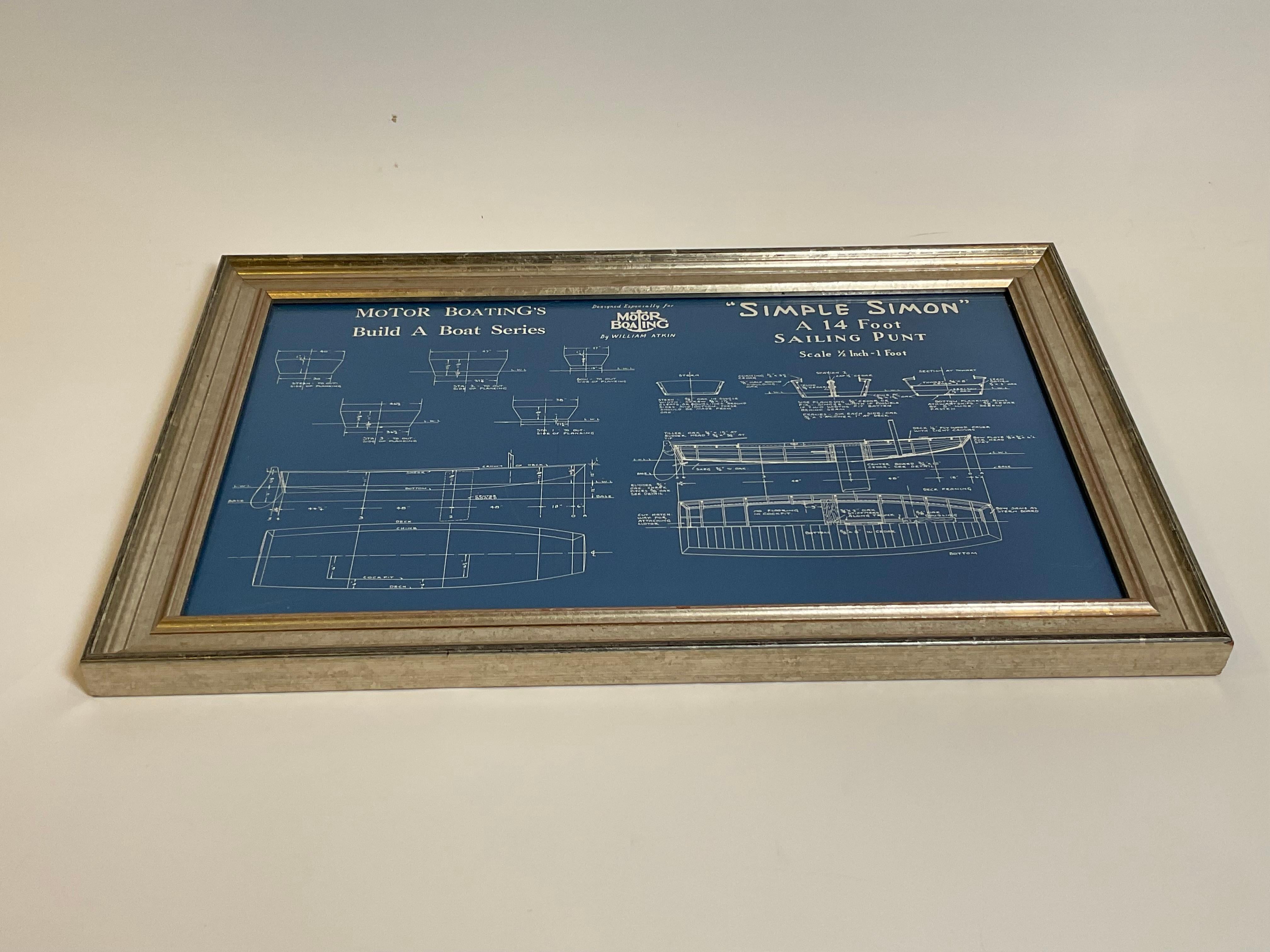 Sailboat Blueprint für Simple Simon (Mitte des 20. Jahrhunderts) im Angebot