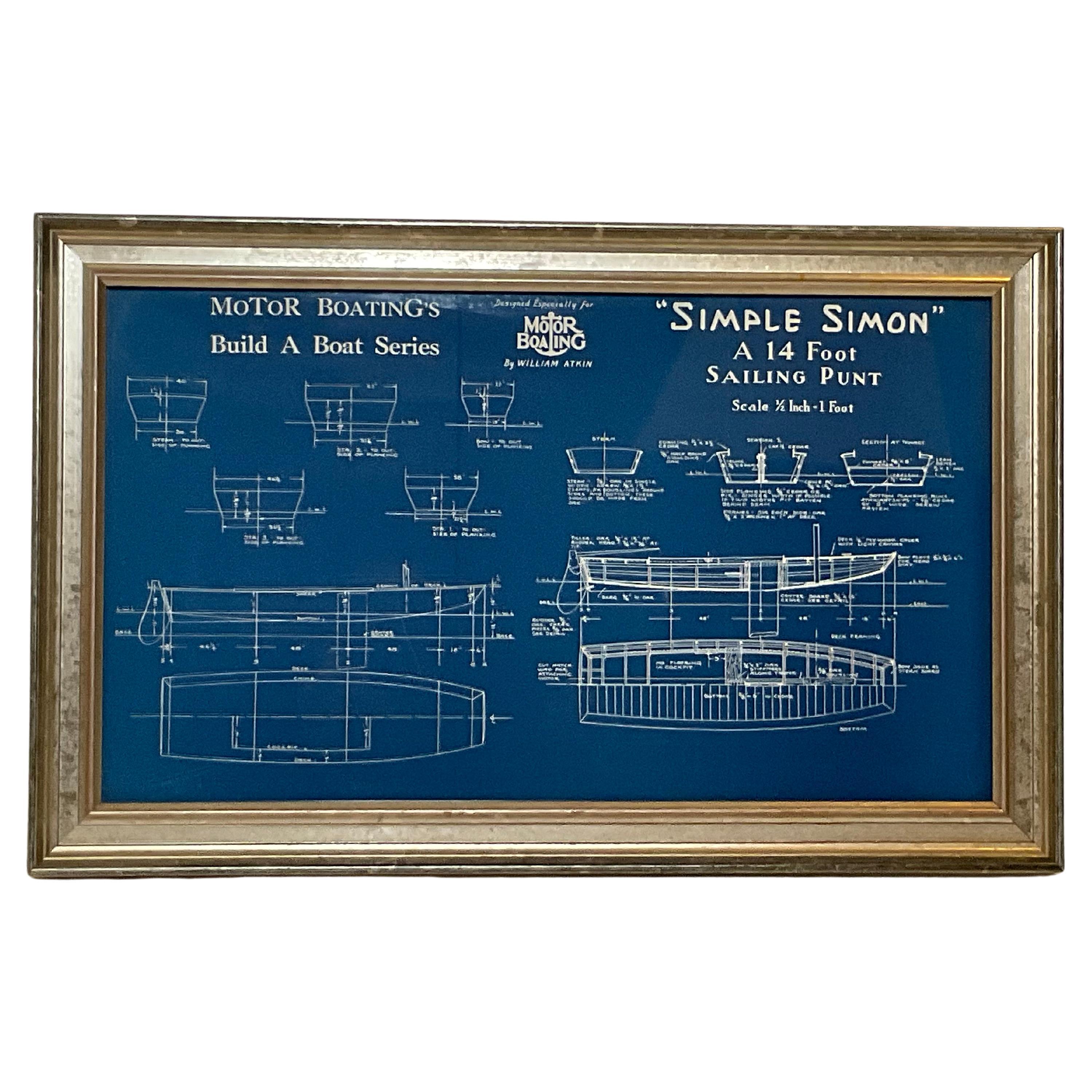 Sailboat Blueprint for Simple Simon For Sale