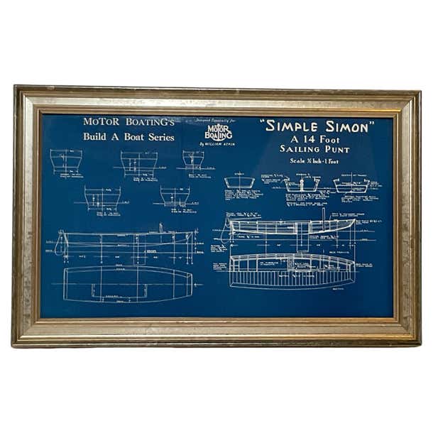 Sailboat Blueprint for Simple Simon For Sale at 1stDibs