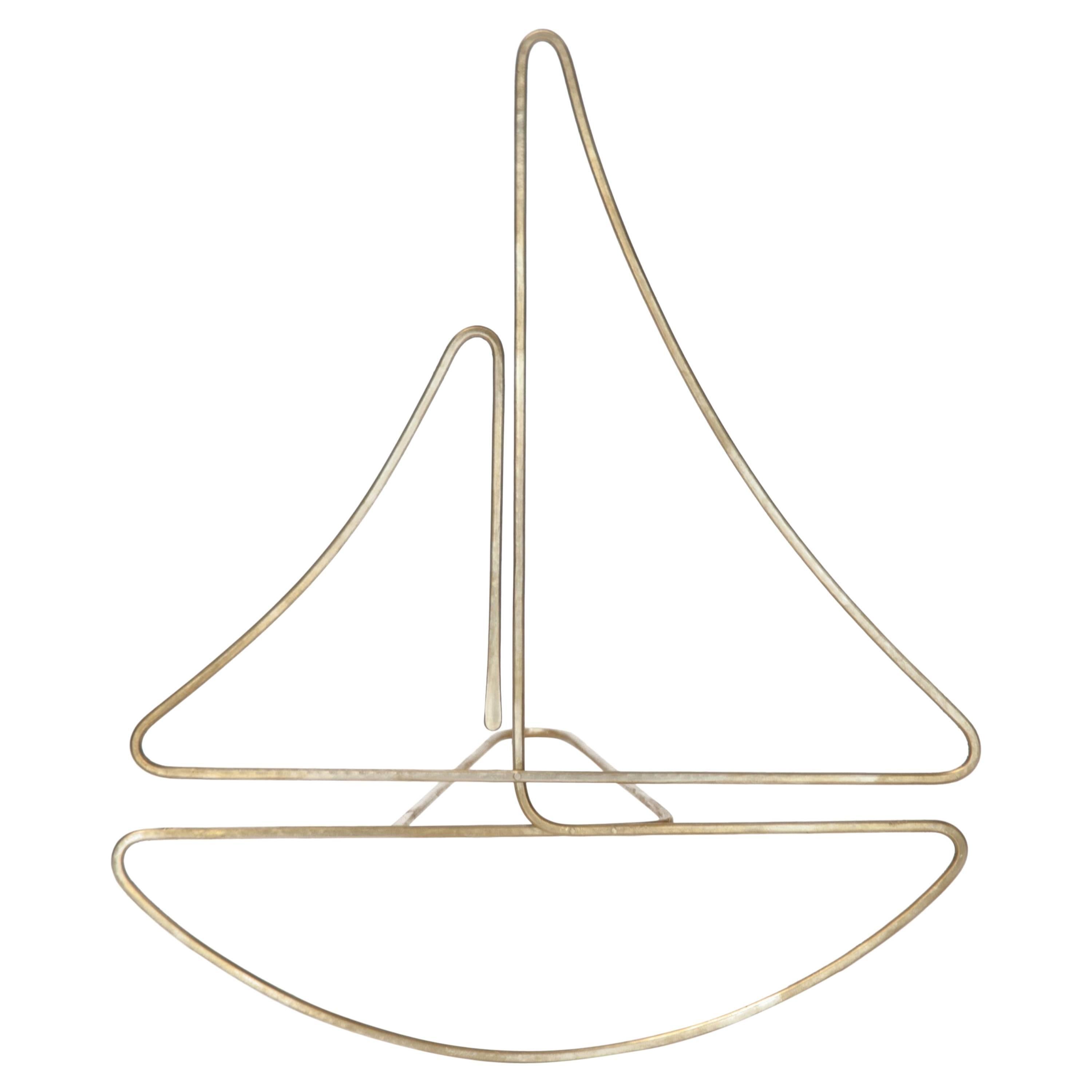 Sailboat by Rodger Stevens, Kinetic Sculpture in Brass, 2018 For Sale