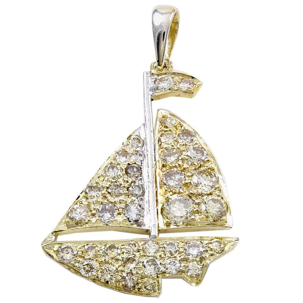Sailboat Gold and Diamond Charm