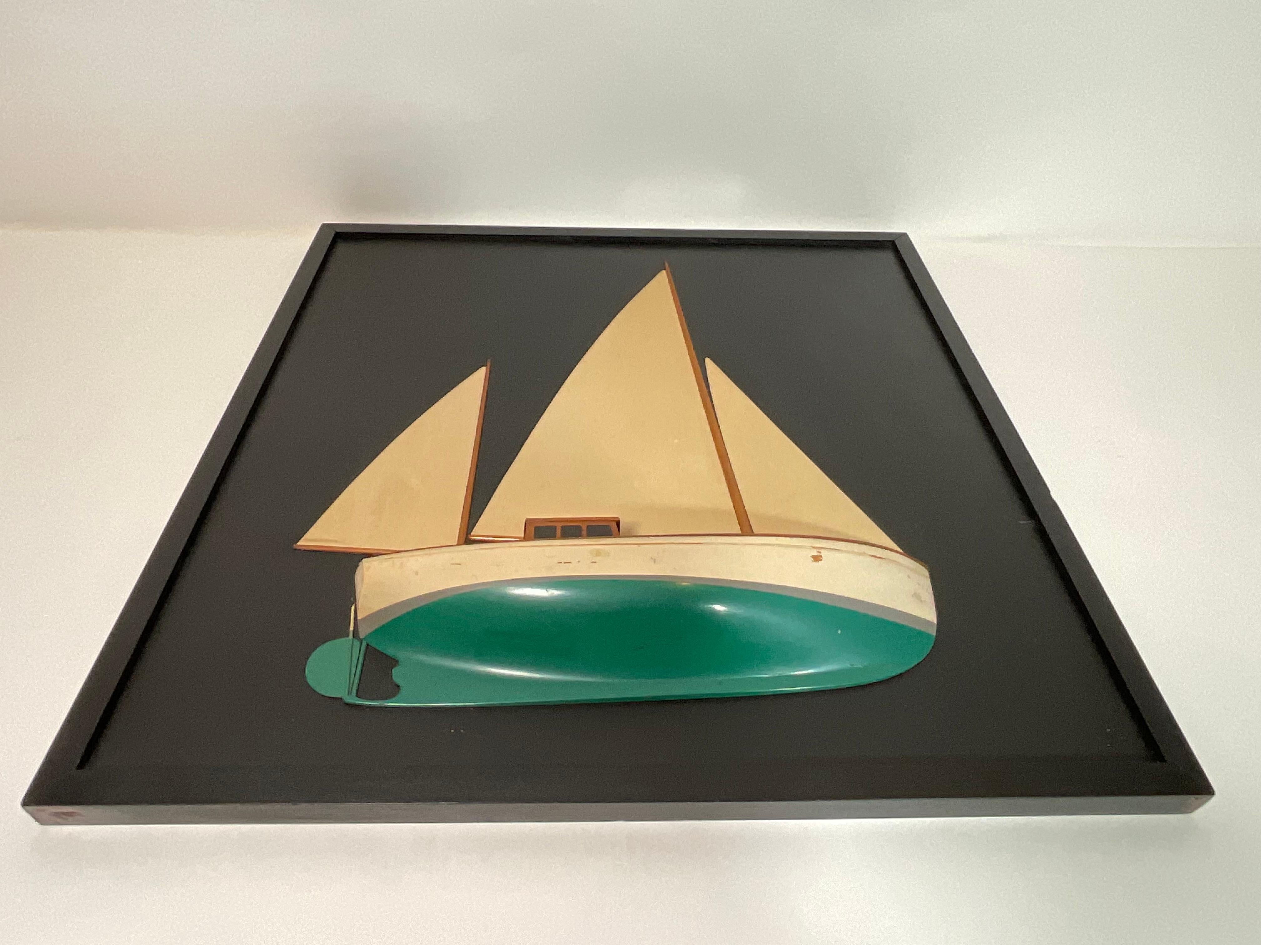 Sailboat Half Model with Sails on Backboard en vente 1