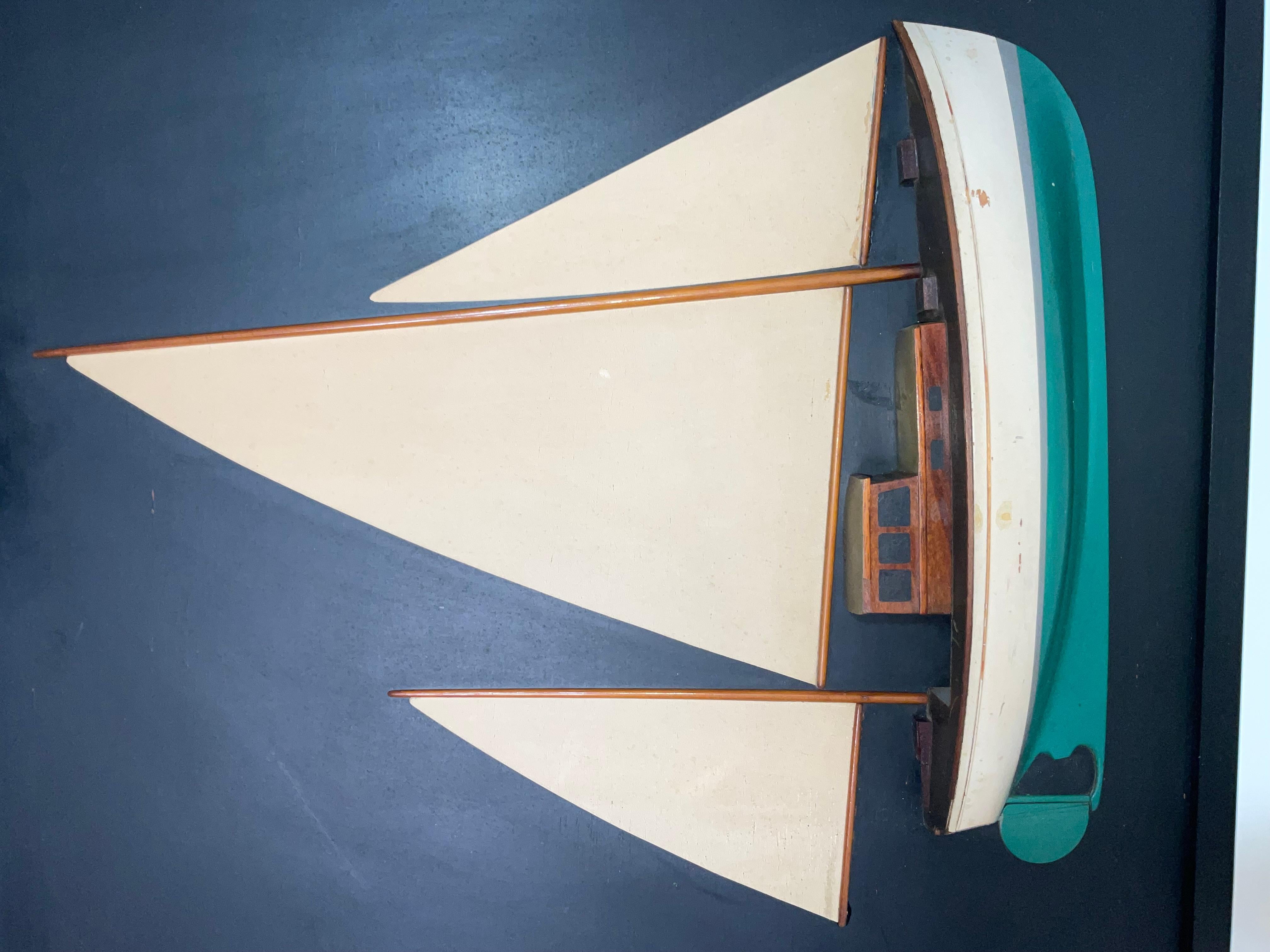 Sailboat Half Model with Sails on Backboard en vente 4