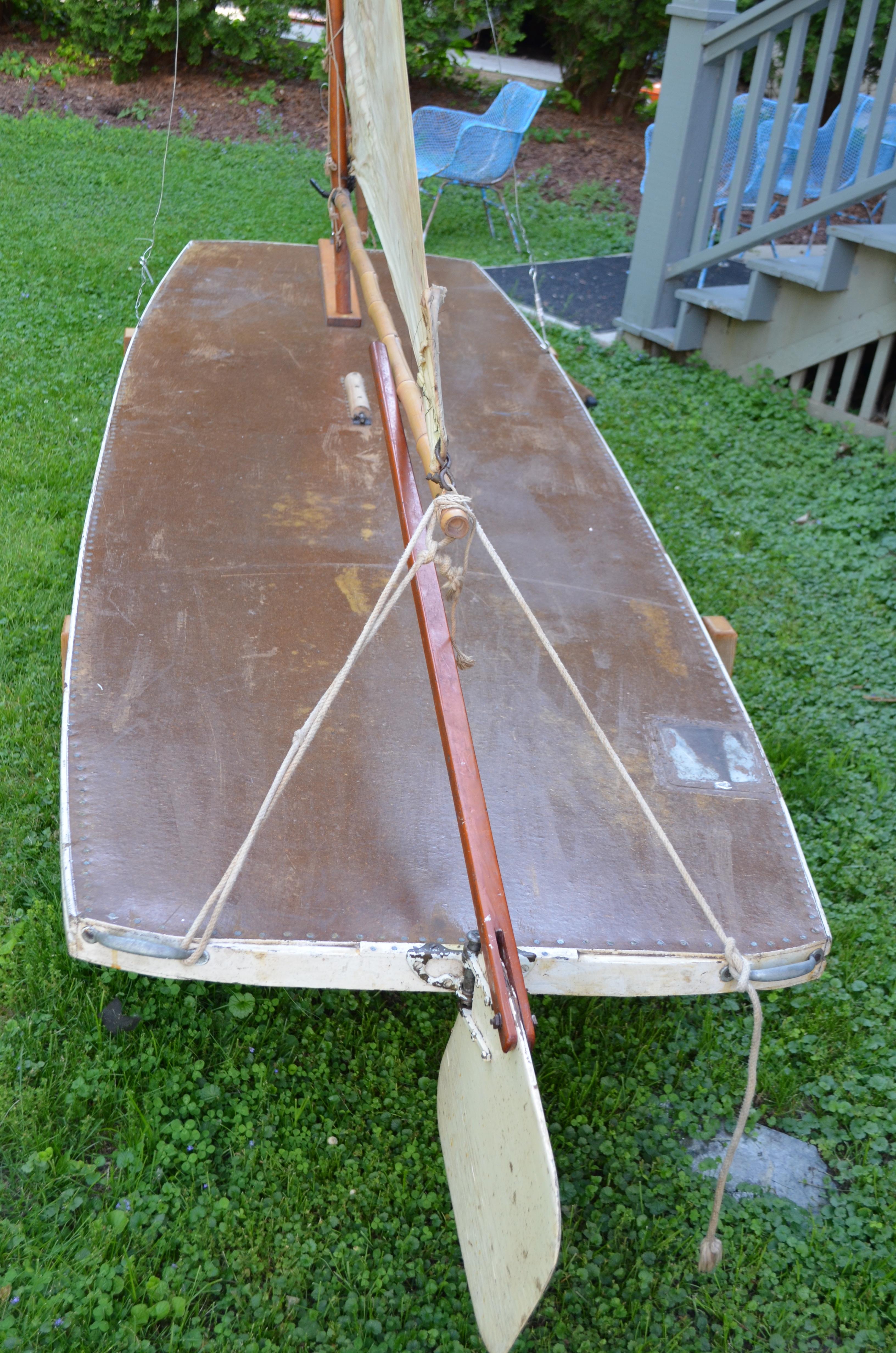 Mid-Century Modern Sailboat, full size, no toy, Hand Built in 1948 by Returning WW II D-Day Veteran For Sale