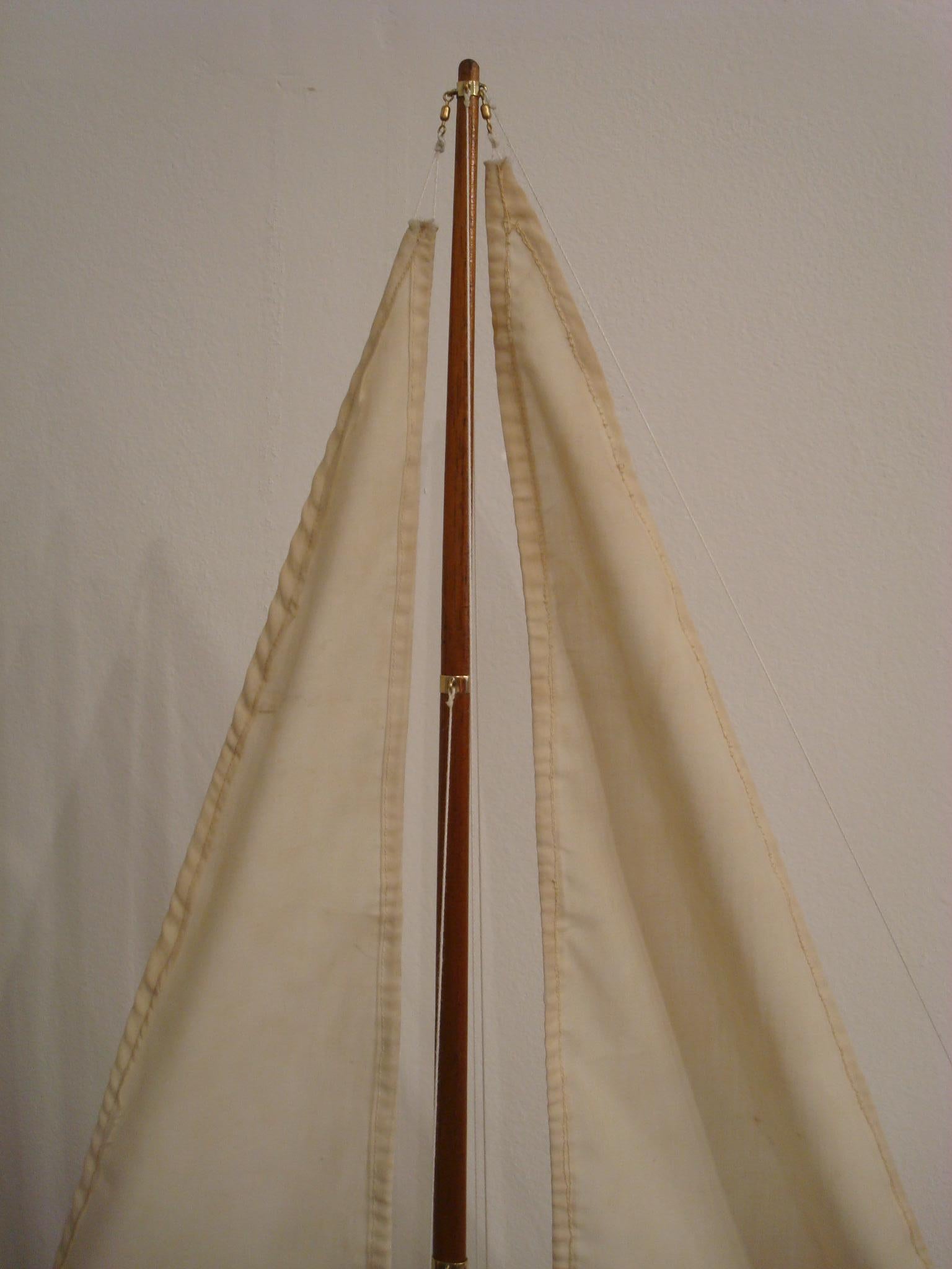 Sailboat Model, Painted Wood Body, 1930s For Sale 6