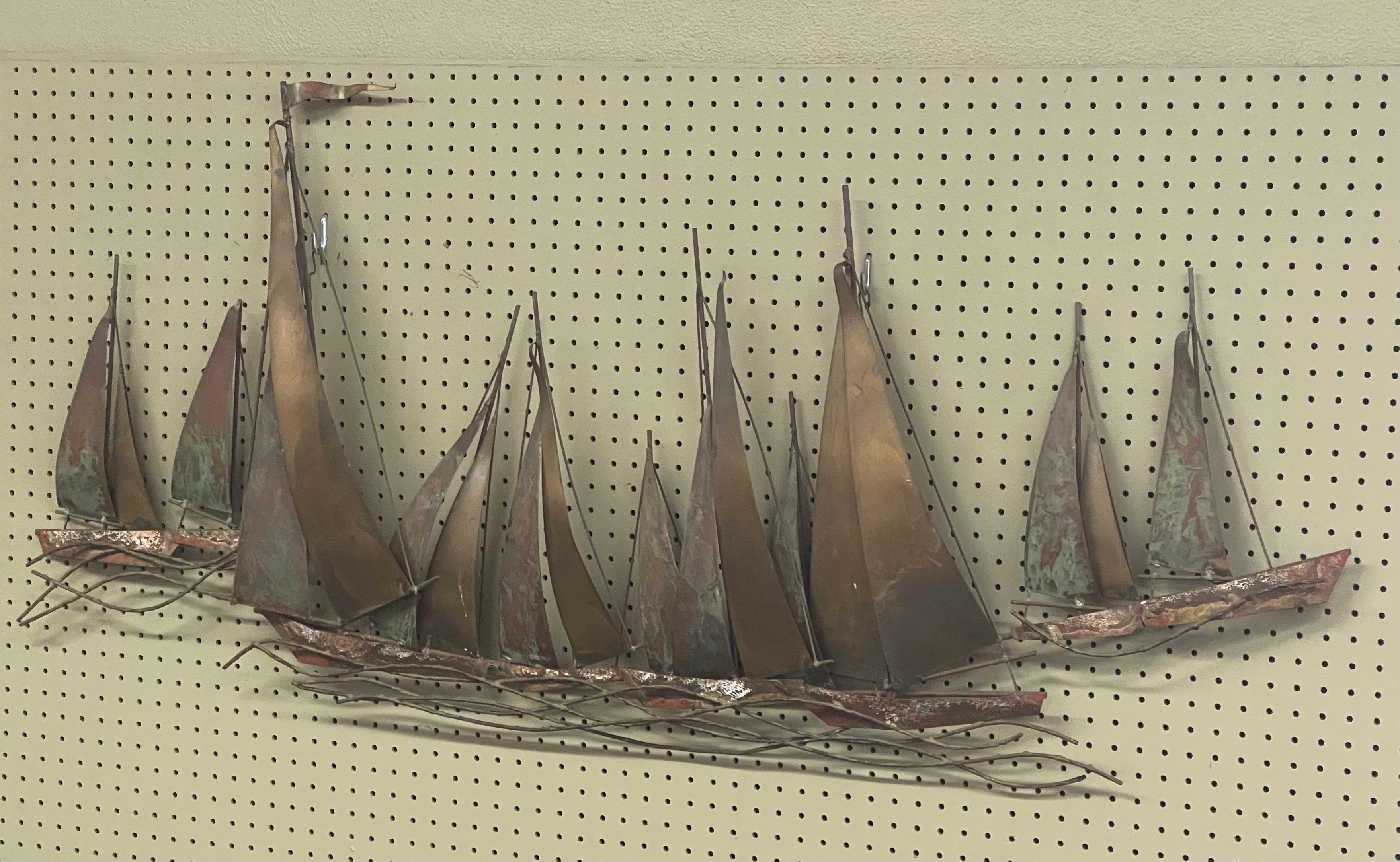 sailing boat metal wall art