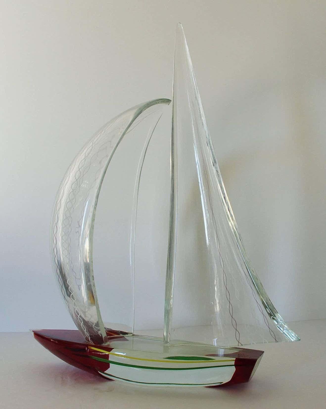 Murano Glass Sailboat Sculpture by Alberto Dona'