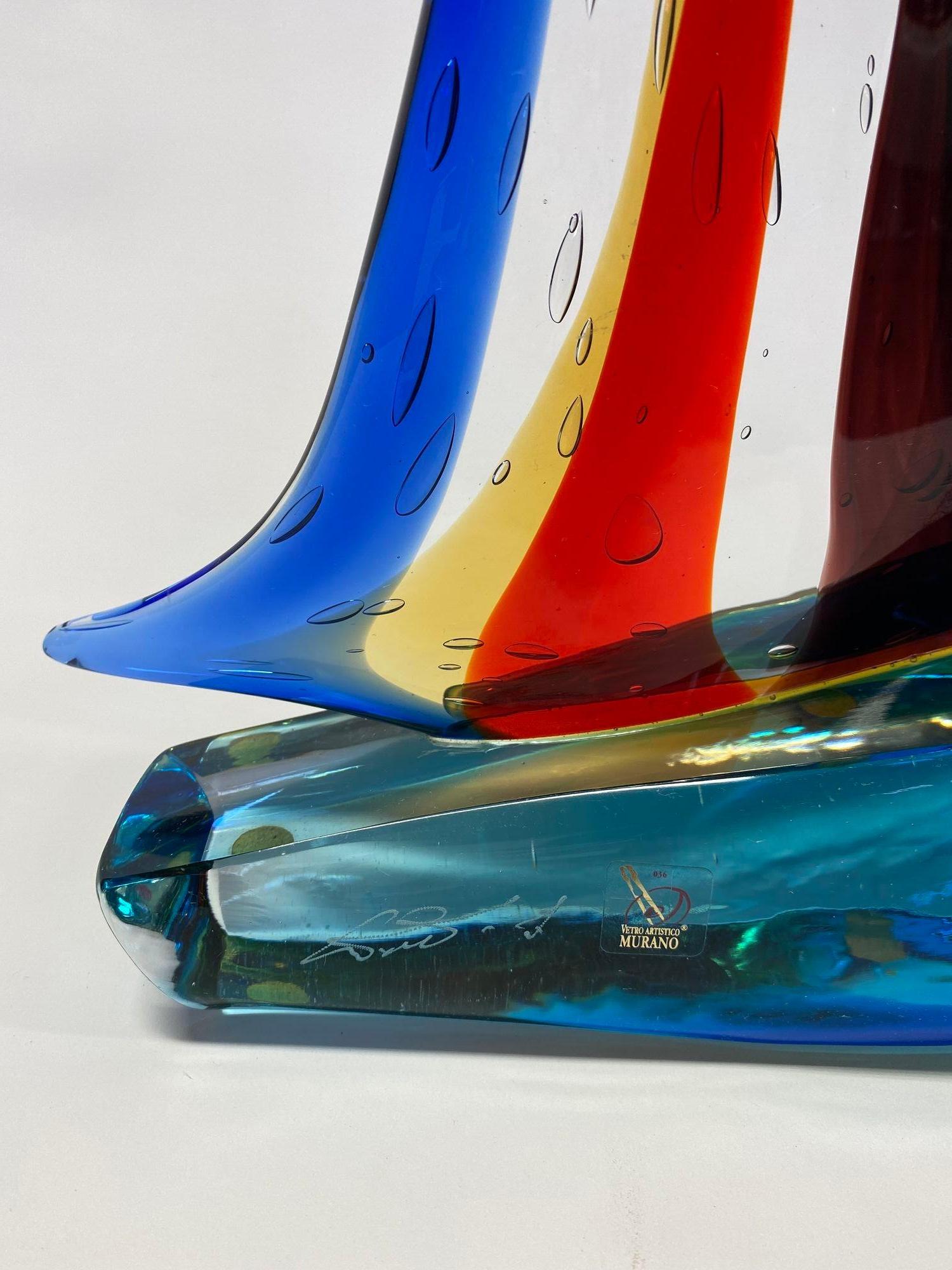 Murano Glass Sailboat Sculpture by Sergio Costantini For Sale