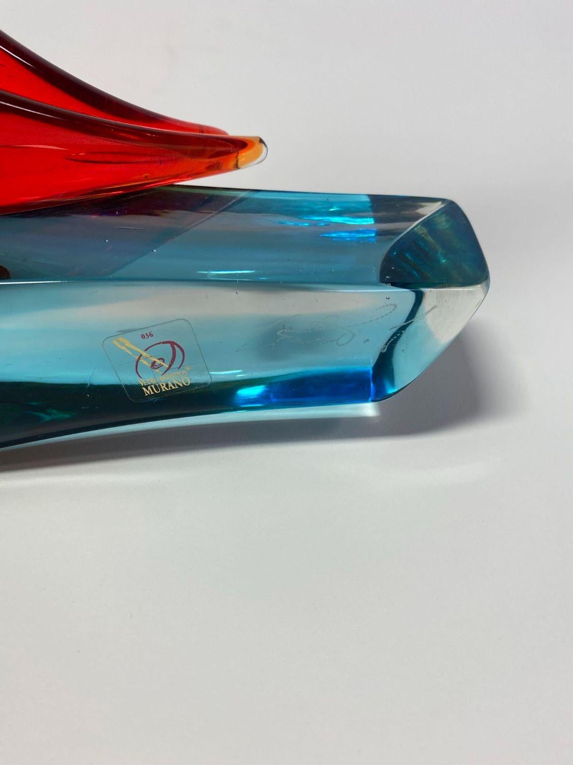 Glass Sailboat Sculpture by Sergio Costantini For Sale