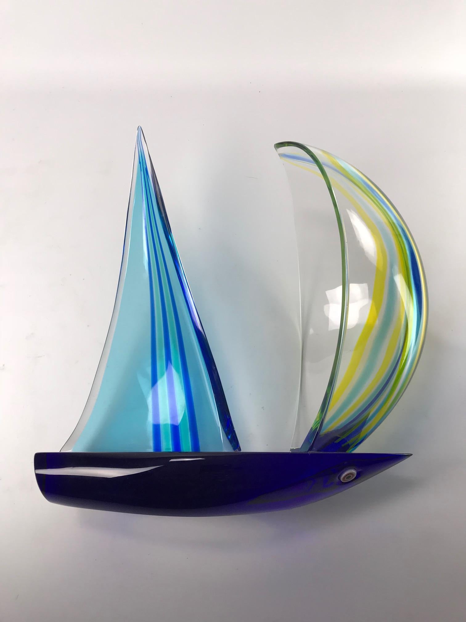 Moderno Scultura di veliero in vetro di Murano di Alberto Donà in vendita
