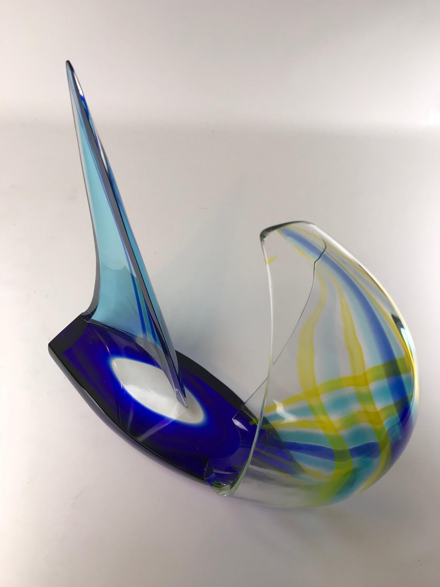Italiano Scultura di veliero in vetro di Murano di Alberto Donà in vendita
