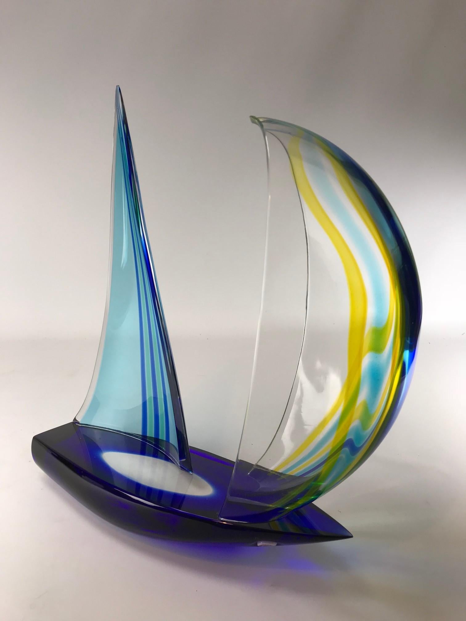 Fatto a mano Scultura di veliero in vetro di Murano di Alberto Donà in vendita