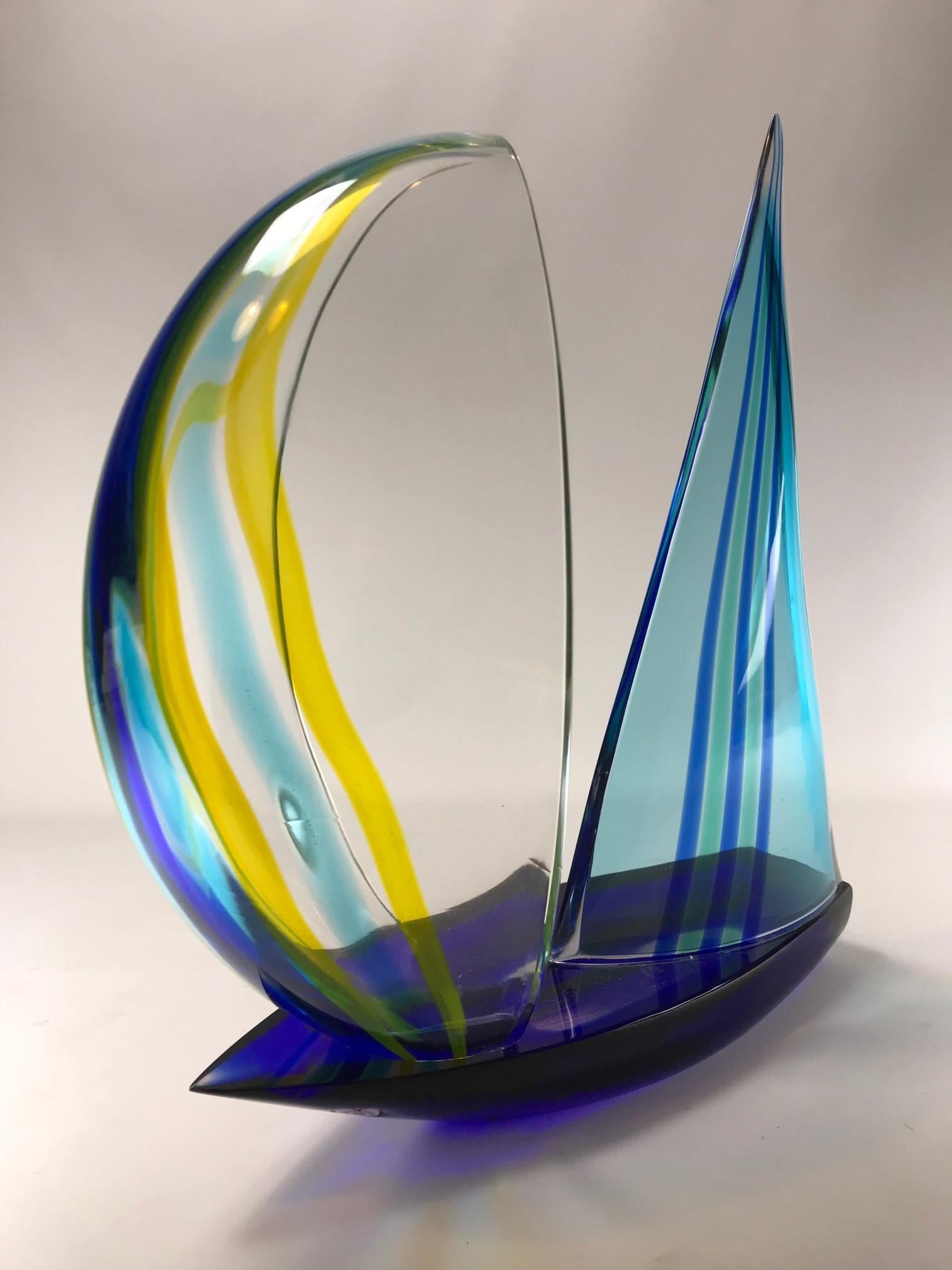 Fine XX secolo Scultura di veliero in vetro di Murano di Alberto Donà in vendita