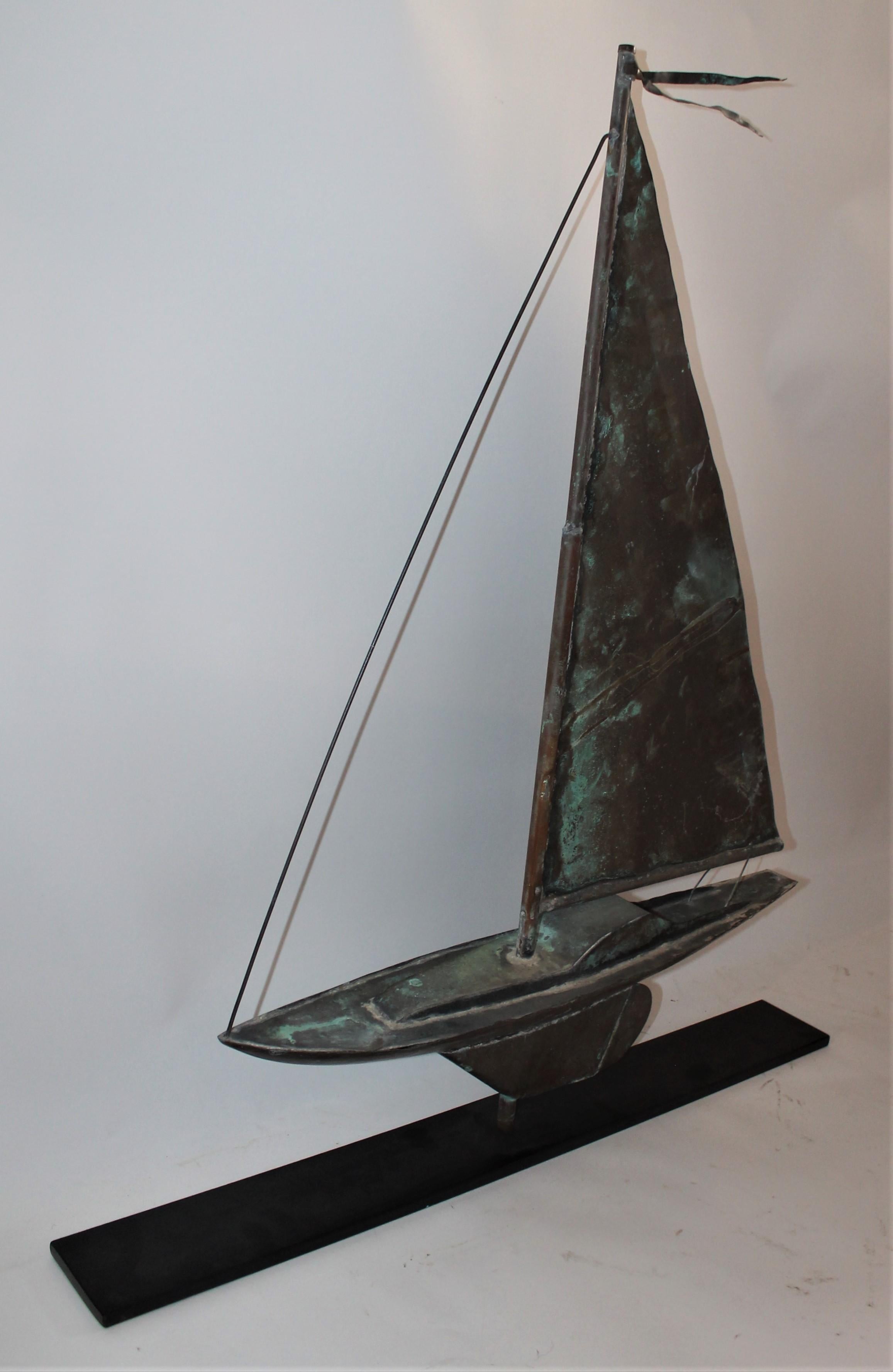 Country Sailboat Weather Vane on Iron Stand