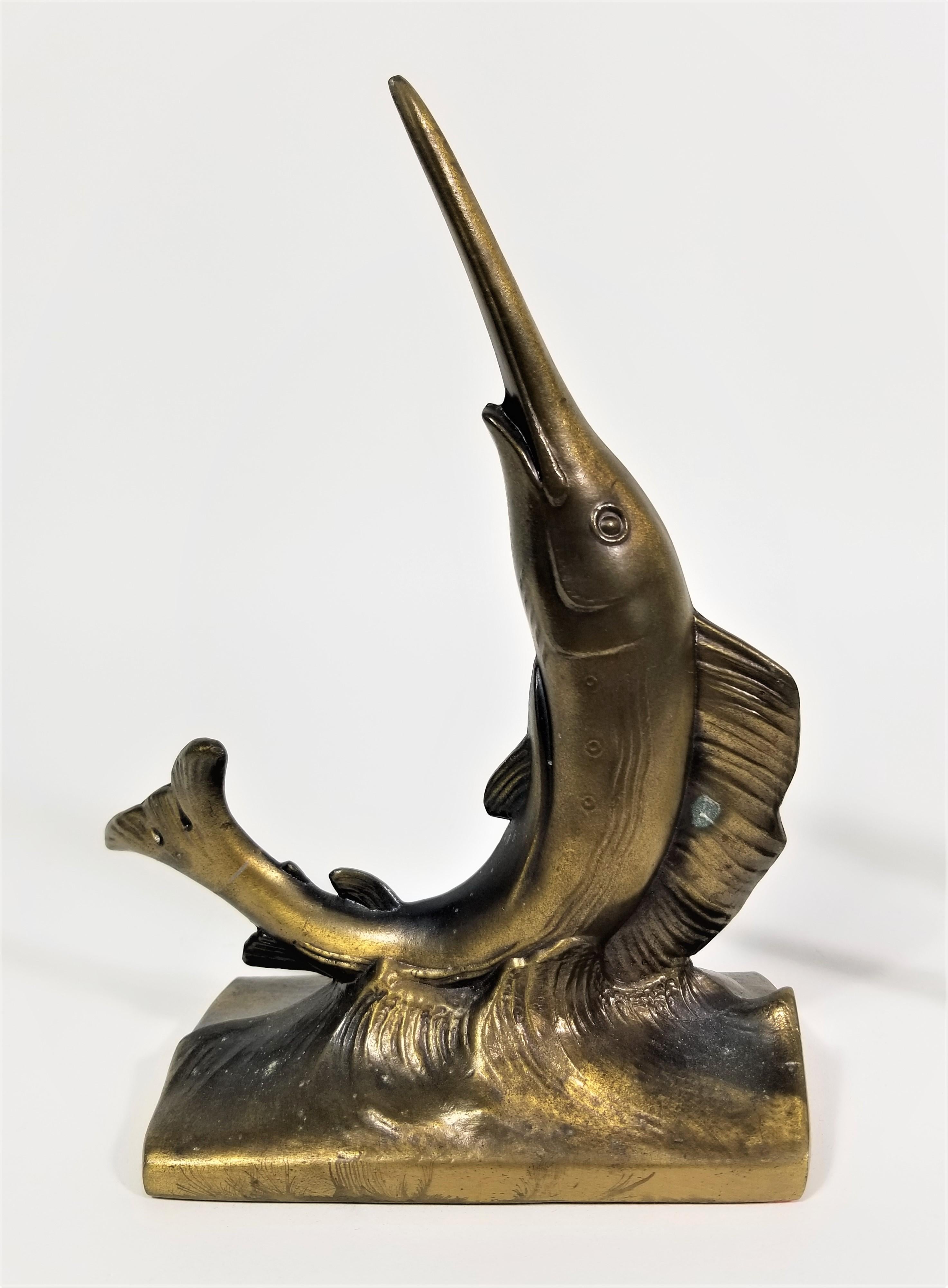Sailfish Bookends Brass Iron Mid Century 15