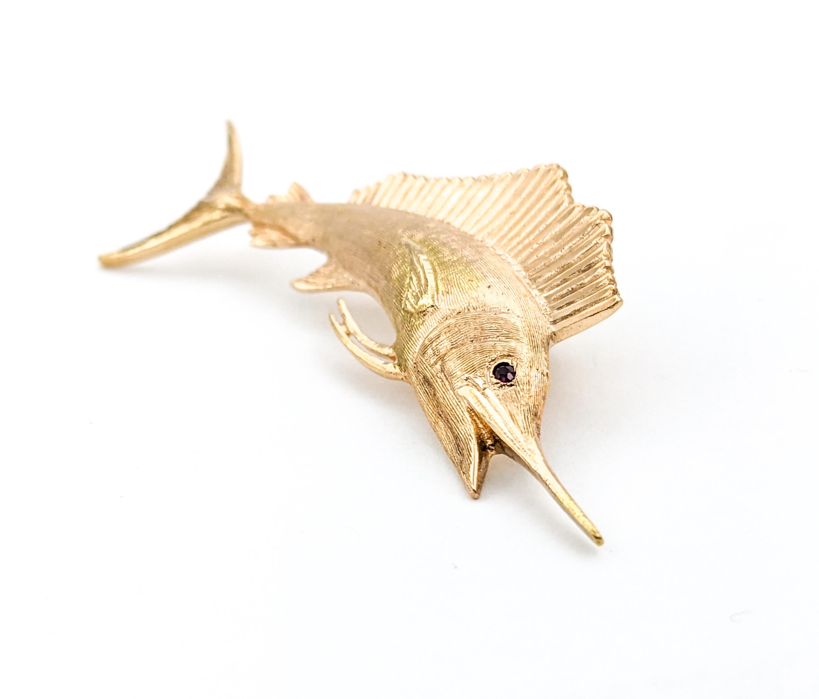 Modern Sailfish Pendant In Rose Gold For Sale