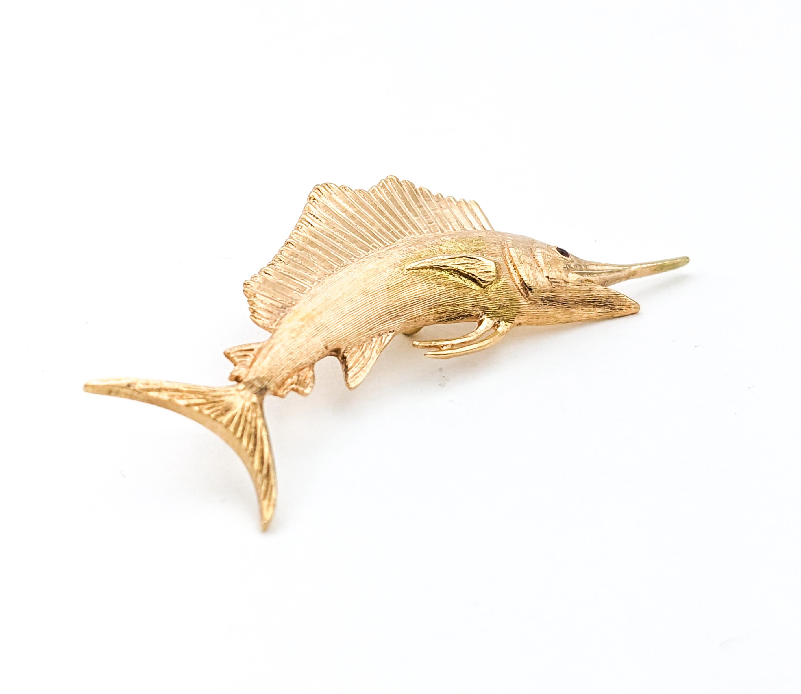 Women's or Men's Sailfish Pendant In Rose Gold For Sale