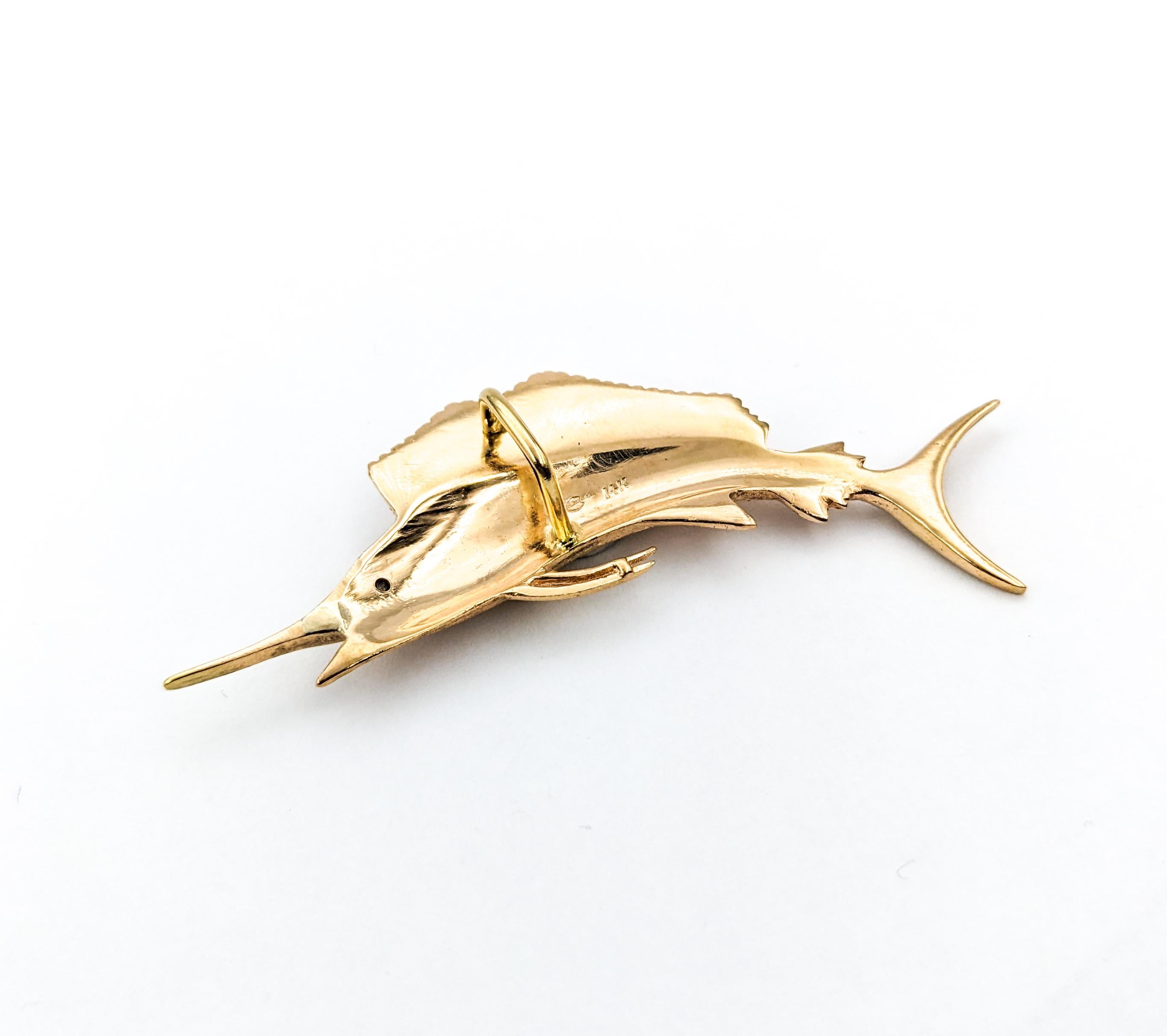Sailfish Pendant In Rose Gold For Sale 1