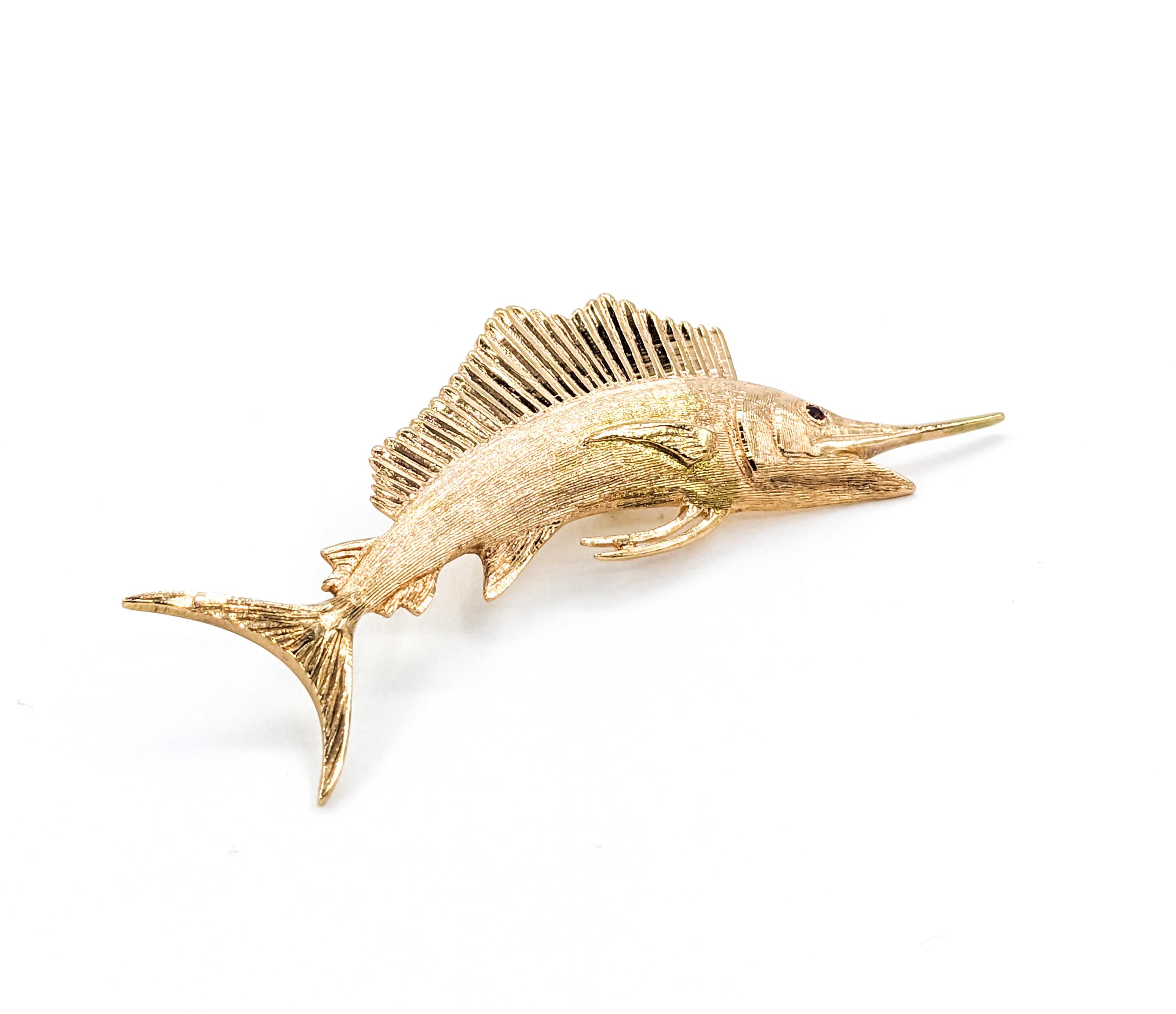 Ciondolo a forma di pesce vela in oro rosa in vendita 3