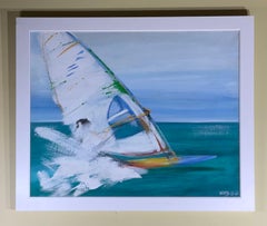 Segeln entlang des Meeres, Ölgemälde auf Leinwand