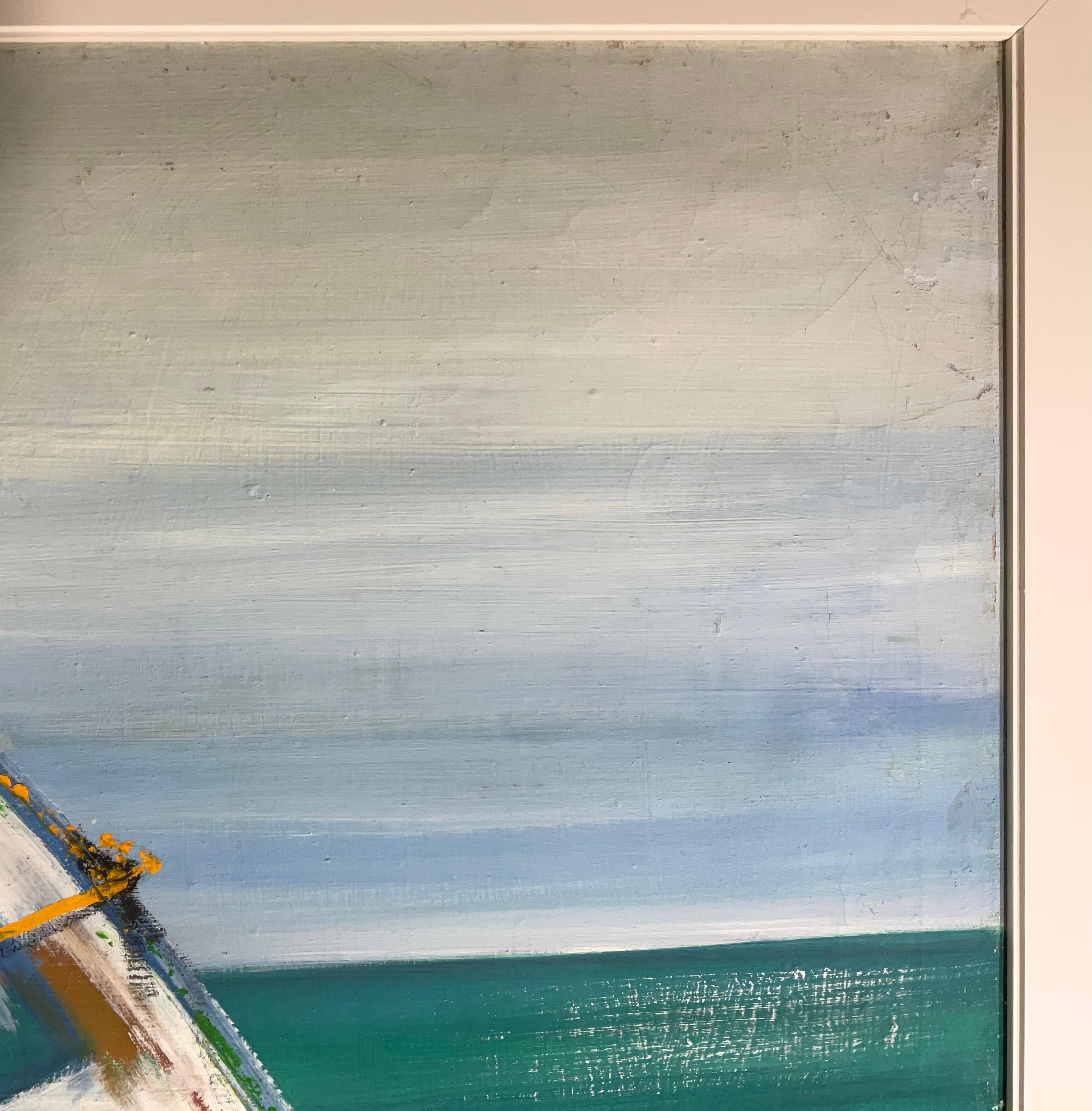 Sailing Along the Seashore, Oil Painting on Canvas  In Good Condition For Sale In Delray Beach, FL