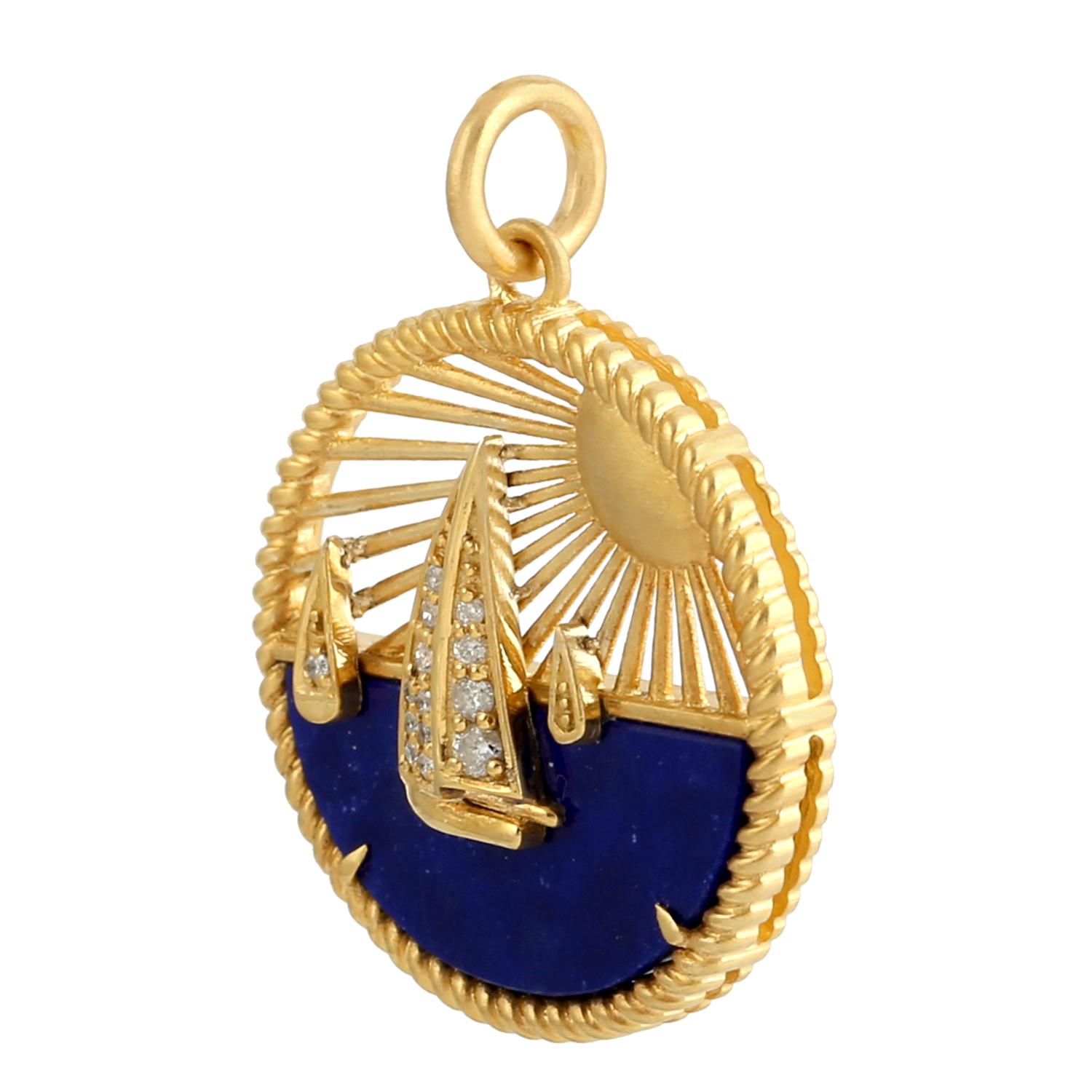 14KT:4,014g,
Diamant:0,09ct, 
Lapis: 4,25ct,