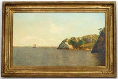 Sailing on the Bay: Antique Hudson River School Landscape Painting