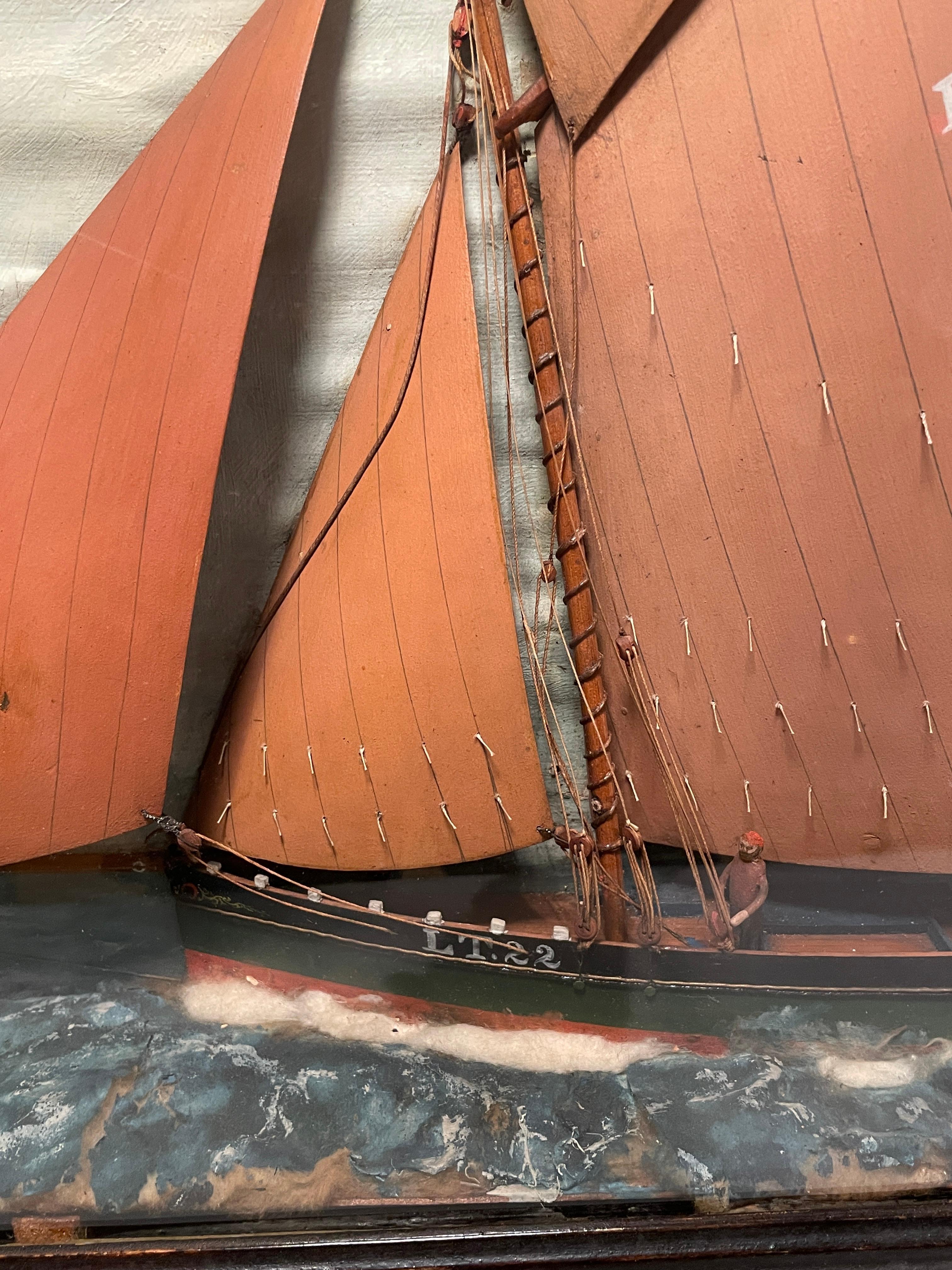 Segelschiff Diorama 19. Jahrhundert Signiert im Angebot 2