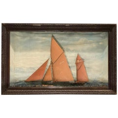 Voilier Diorama 19ème siècle signé