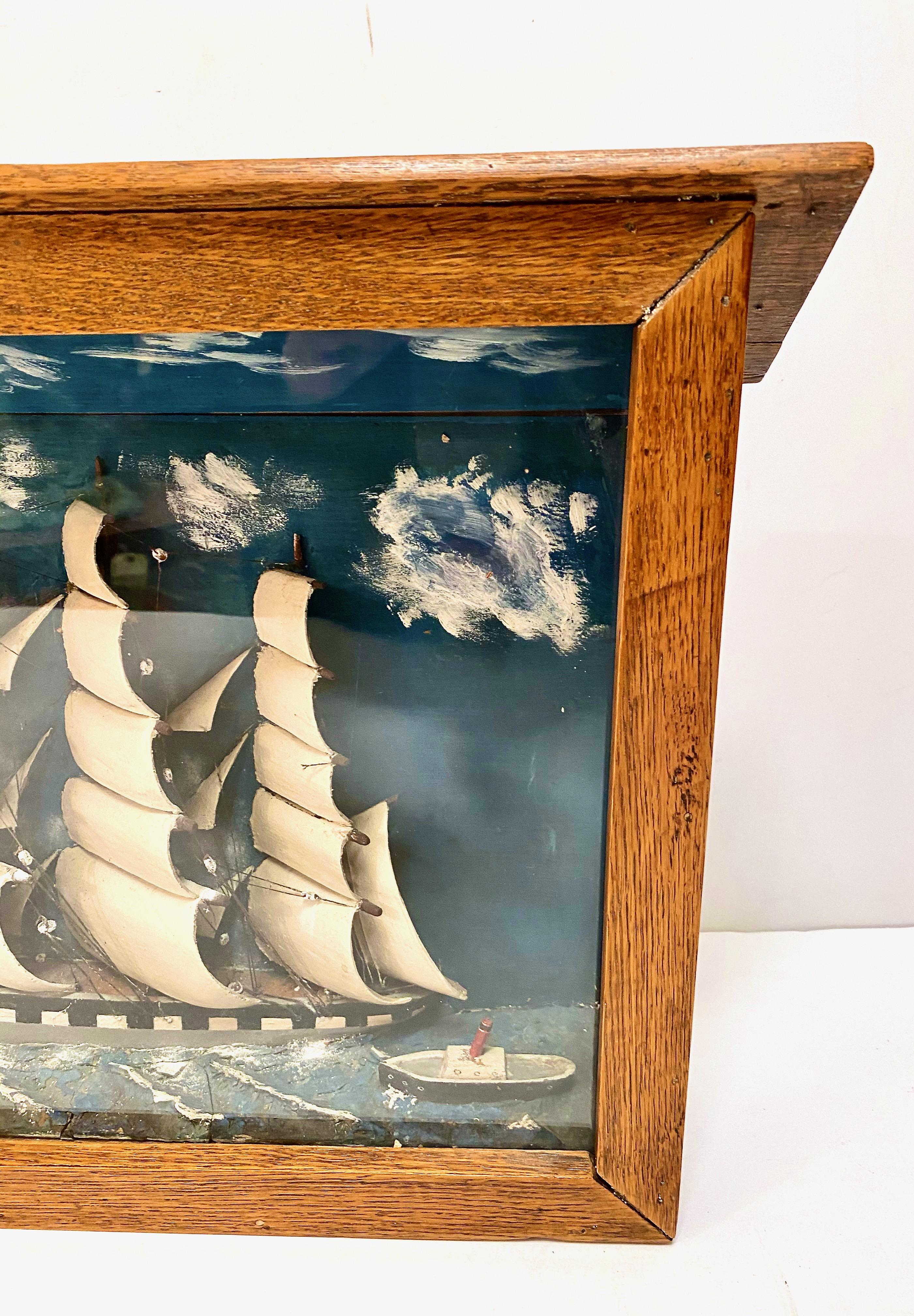 American Sailing Ship Diorama, Late 19th Century For Sale