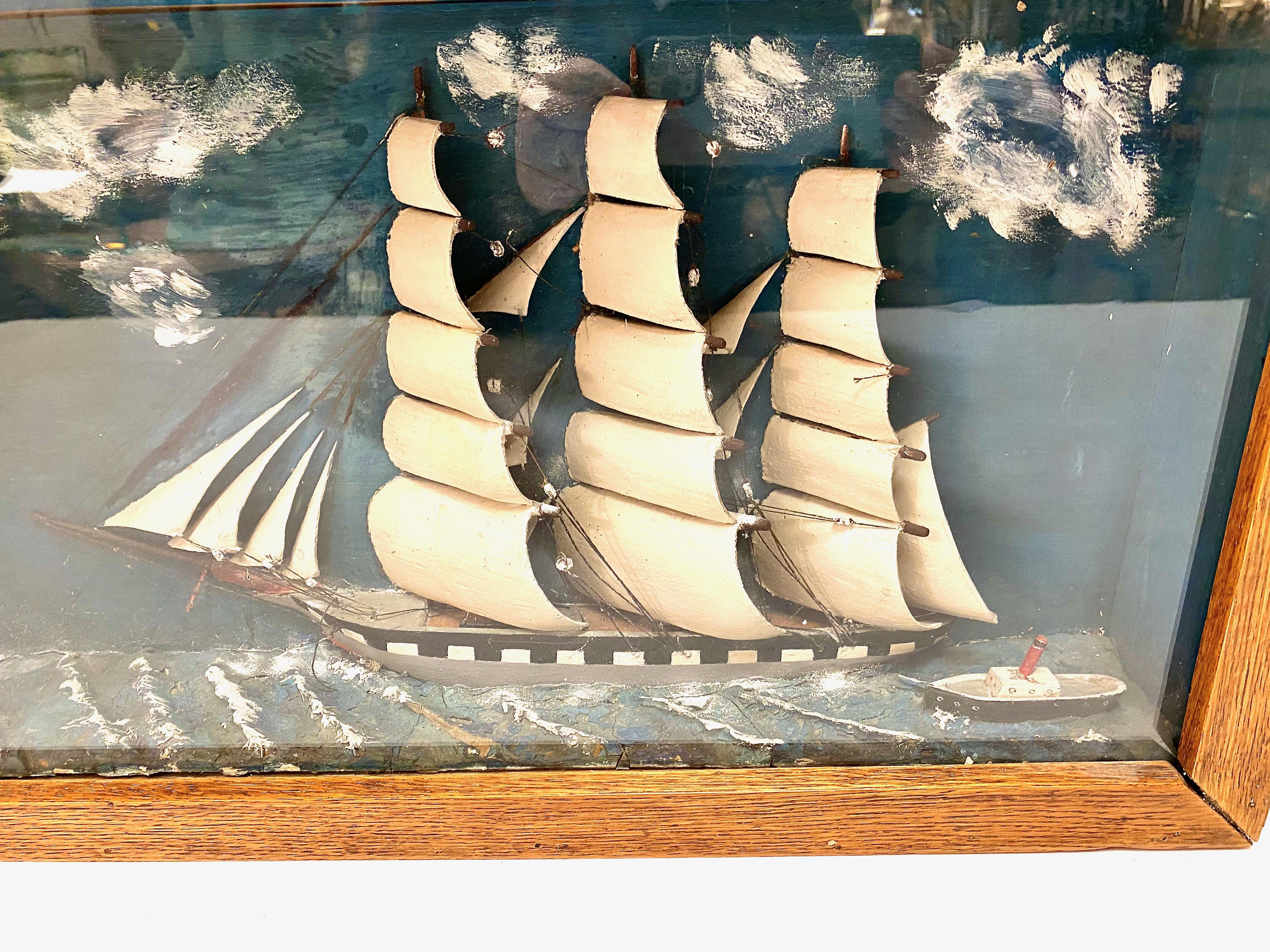 Sailing Ship Diorama, Late 19th Century In Good Condition In Pasadena, CA