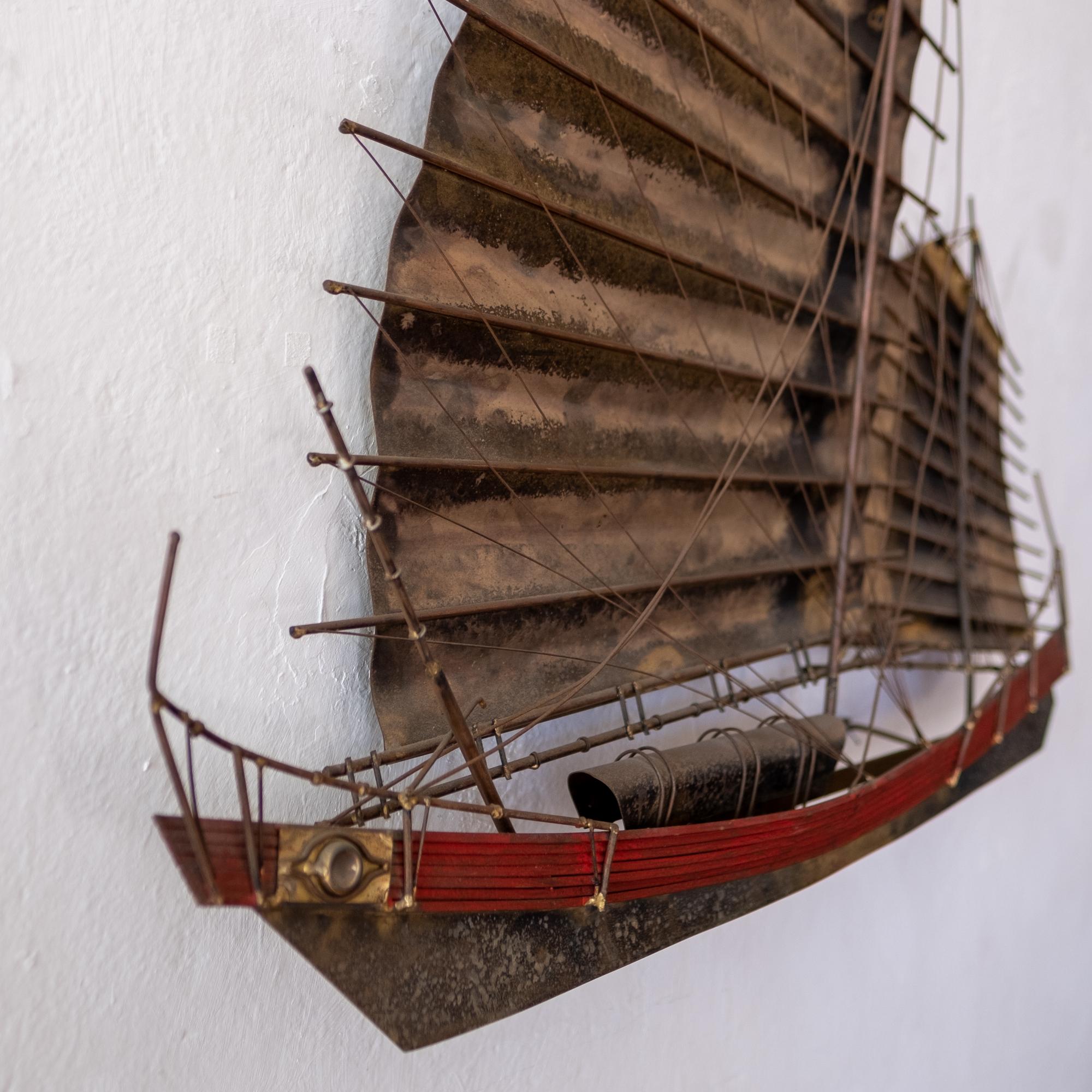 Sailing Ship Wall Sculpture by Curtis Jere In Good Condition In San Diego, CA