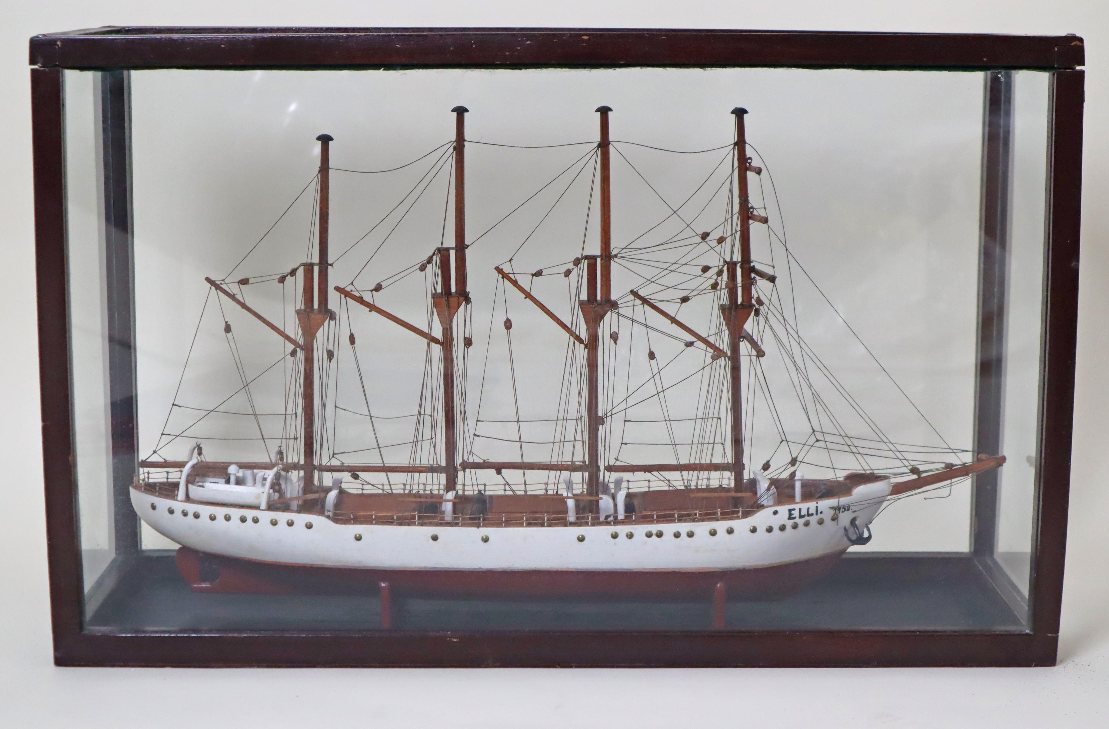 Sailing Training Ship Full-Rigged Ship Elli in the Display Case 1958 Denmark For Sale 5