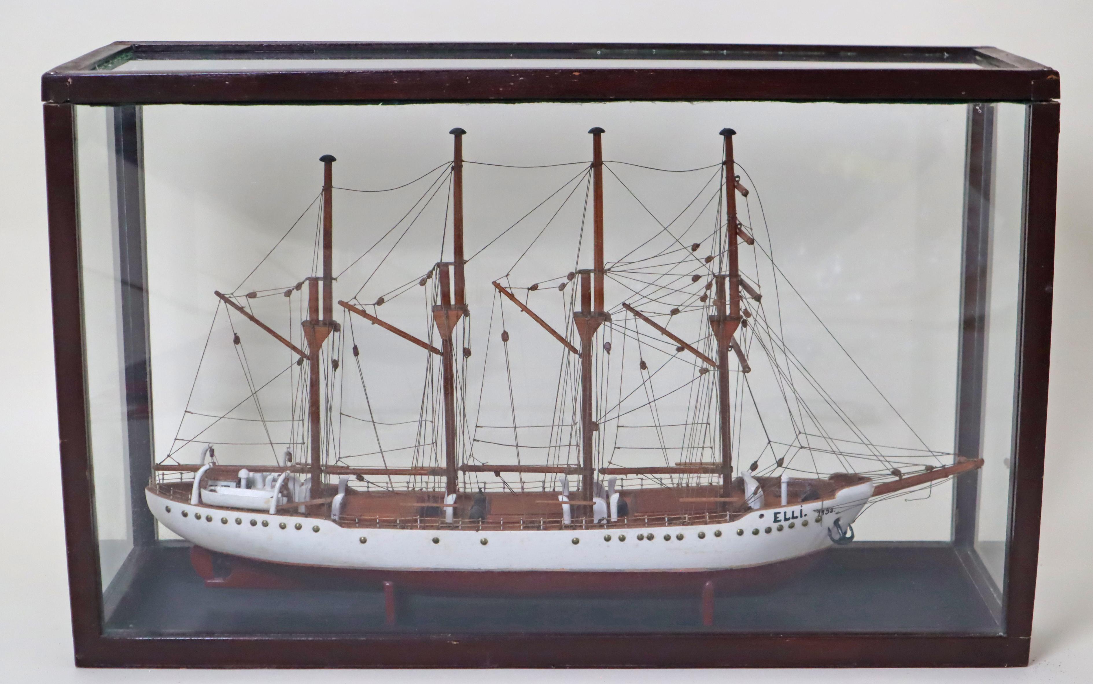 Sailing Training Ship Full-Rigged Ship Elli in the Display Case 1958 Denmark For Sale 6