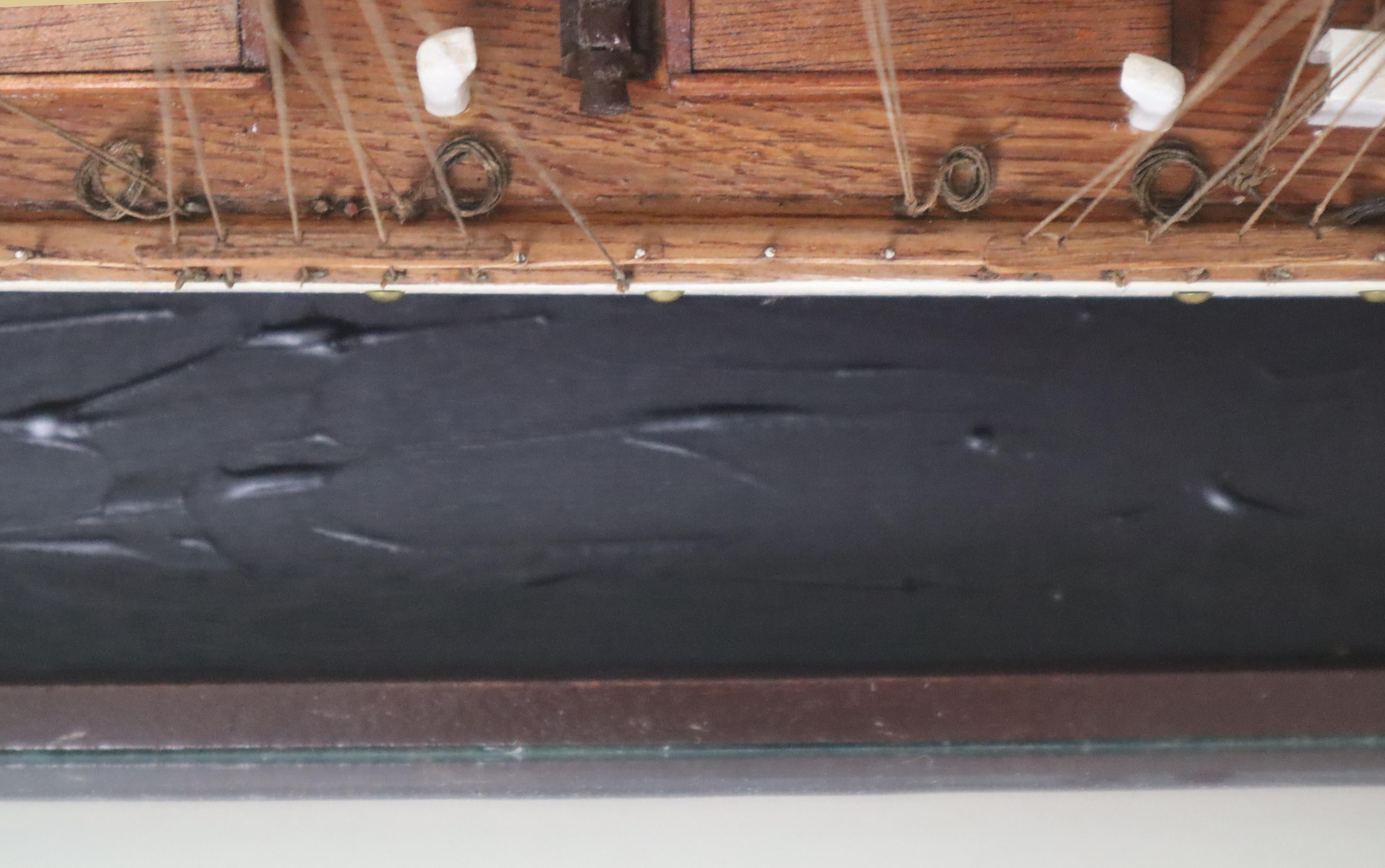 Brass Sailing Training Ship Full-Rigged Ship Elli in the Display Case 1958 Denmark For Sale