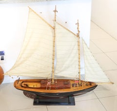 SAILING YATCH Magnificent Scale Model Ship In Fine Wood Oversized With Stand