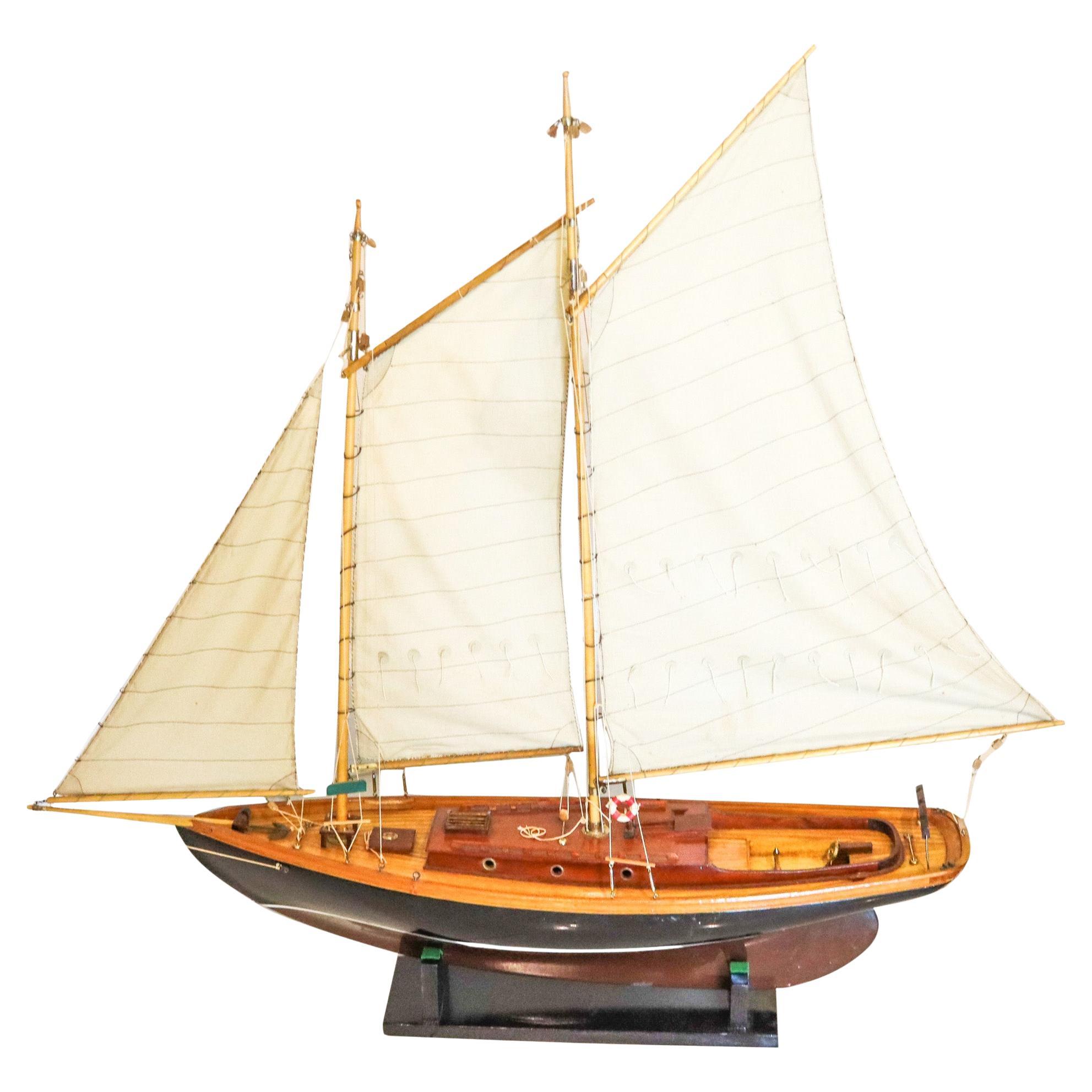 SAILING YATCH Magnificent Scale Model Ship In Fine Wood Oversized With Stand