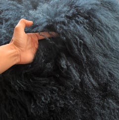 Sailor Blue Kids Size Mongolian Sheepskin Bean Bag Chair, Made in Australia