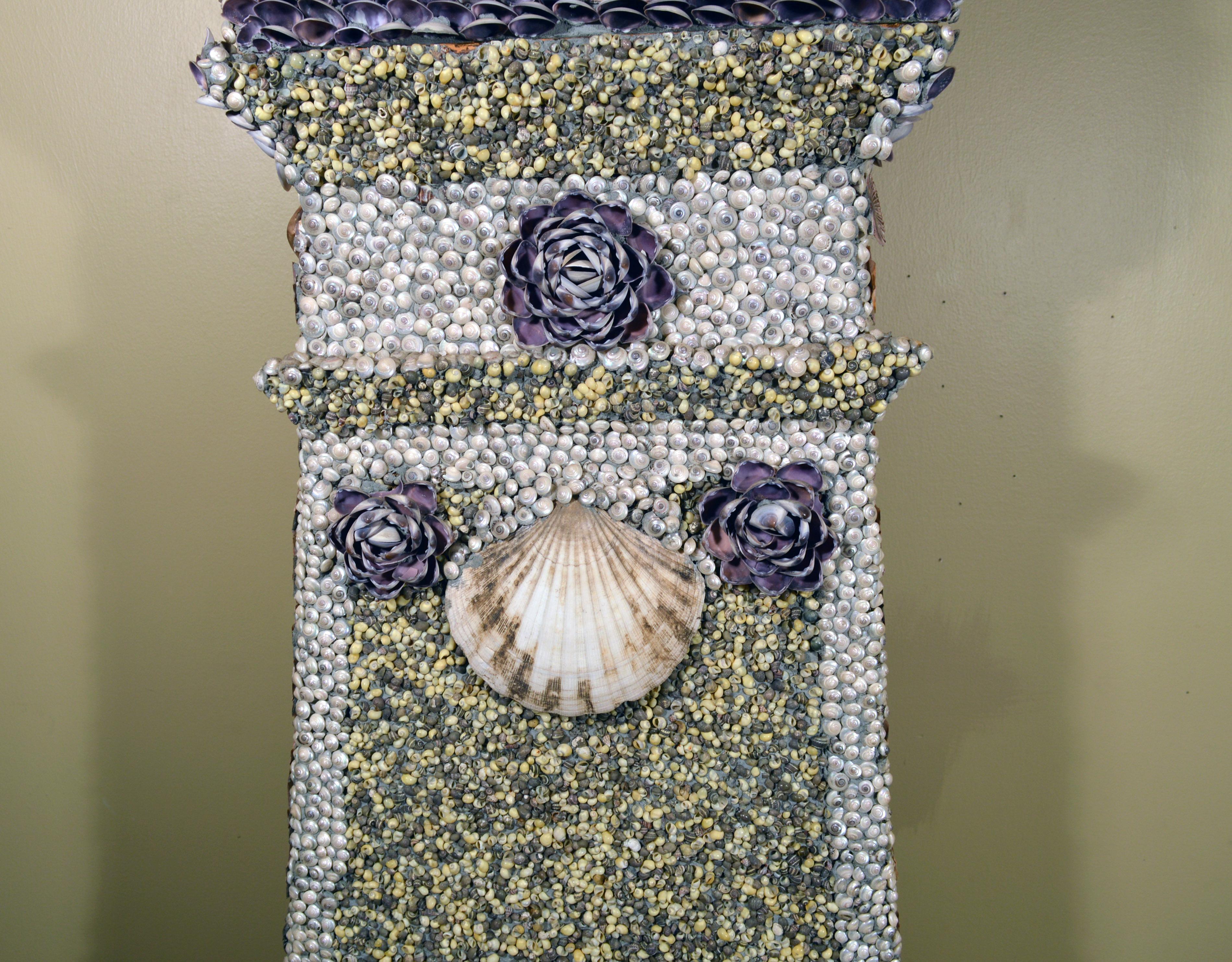 Shell Folk Art Sailor-Made Vintage Seashell Long Case Clock