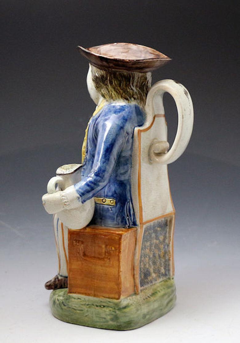 English Sailor Model Toby Jug Prattware Staffordshire Pottery Late 18th Century For Sale