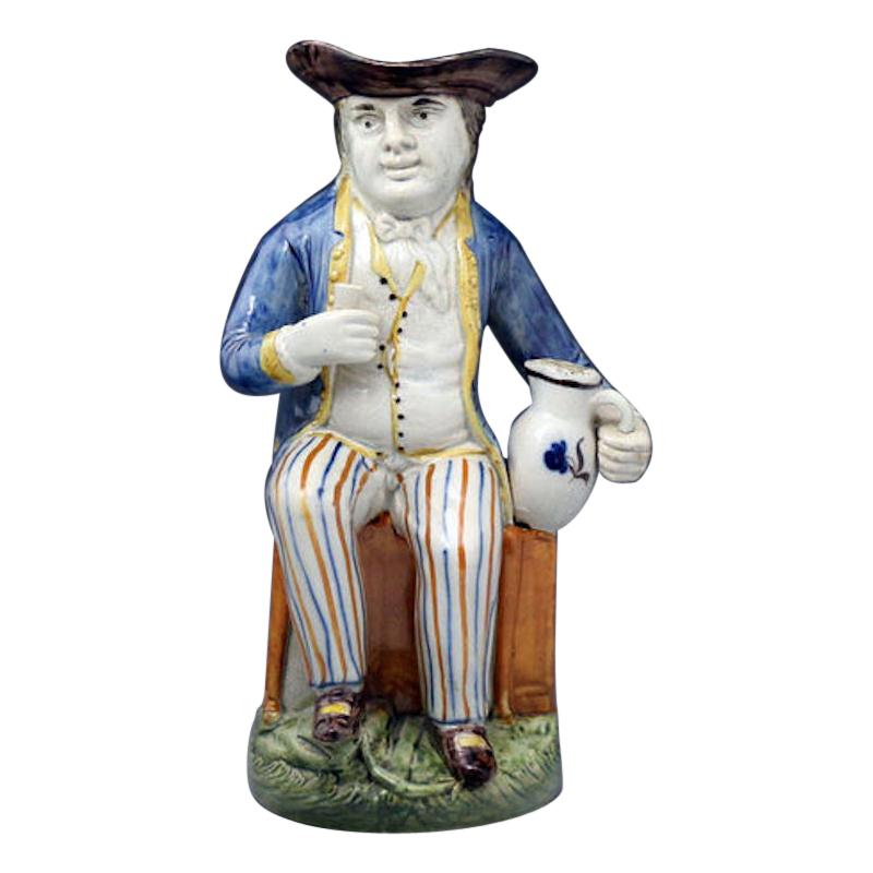 Sailor Model Toby Jug Prattware Staffordshire Pottery Late 18th Century For Sale