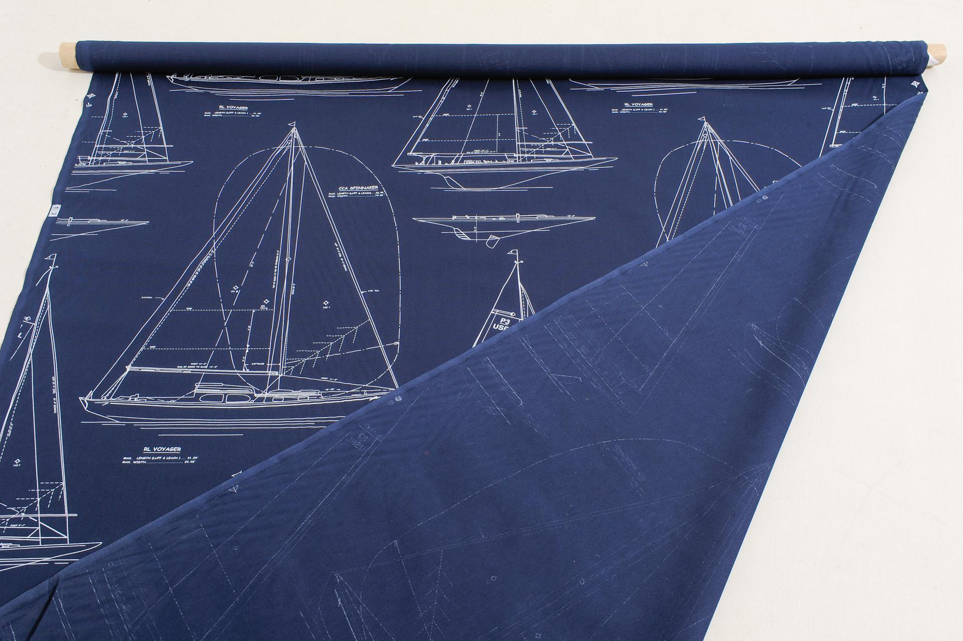 English Sailor on Blue Textile Fabric For Sale