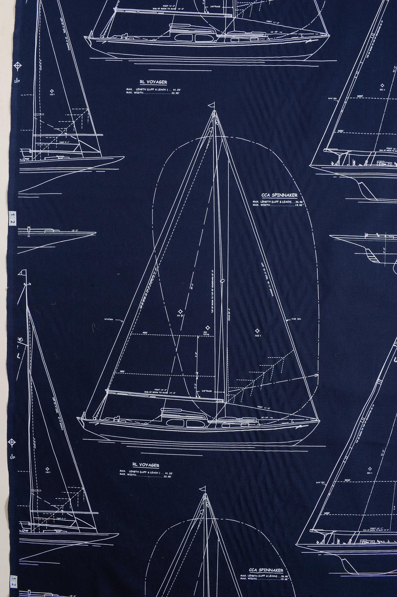 Sailor on Blue Textile Fabric In Excellent Condition For Sale In Alessandria, Piemonte