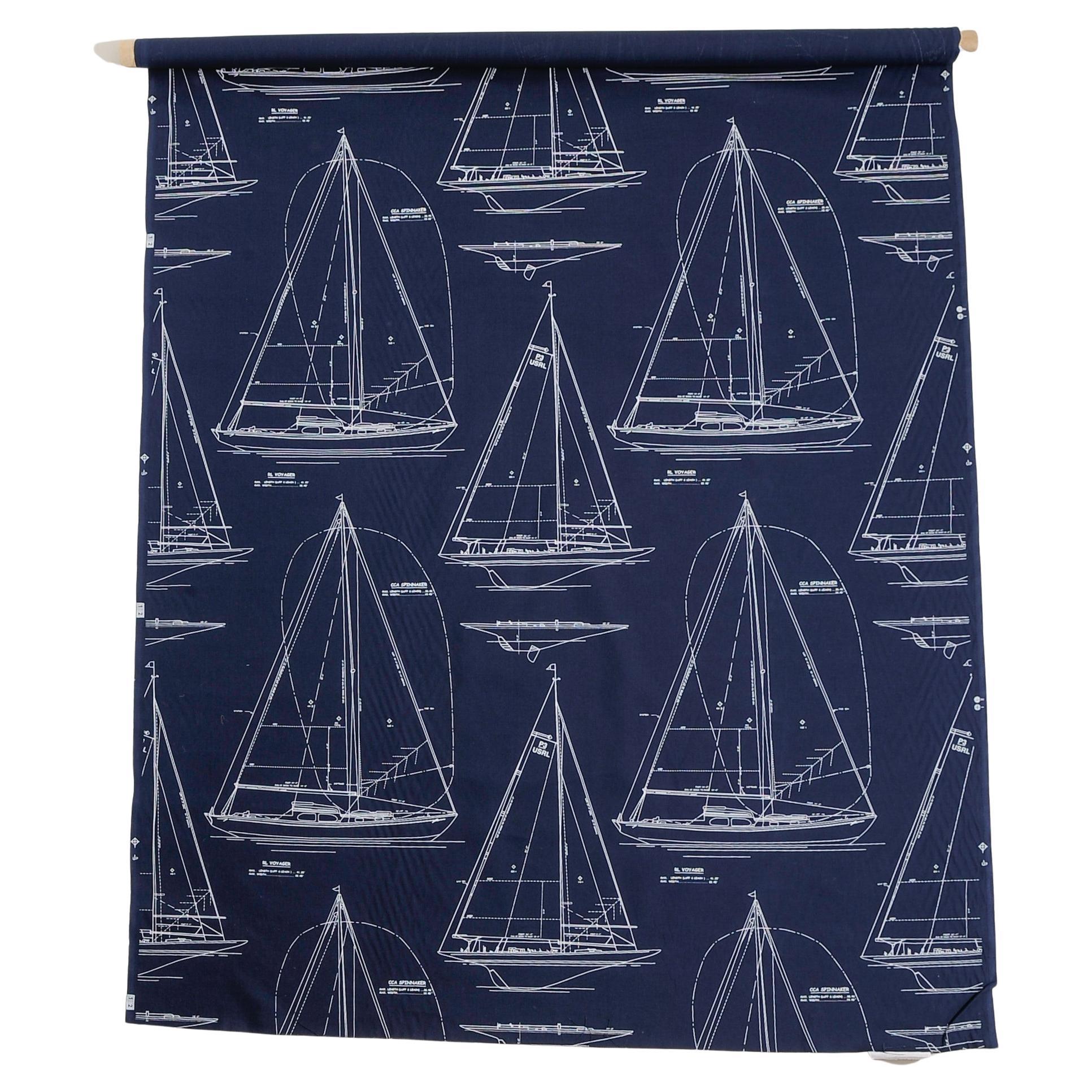 Sailor on Blue Textile Fabric For Sale