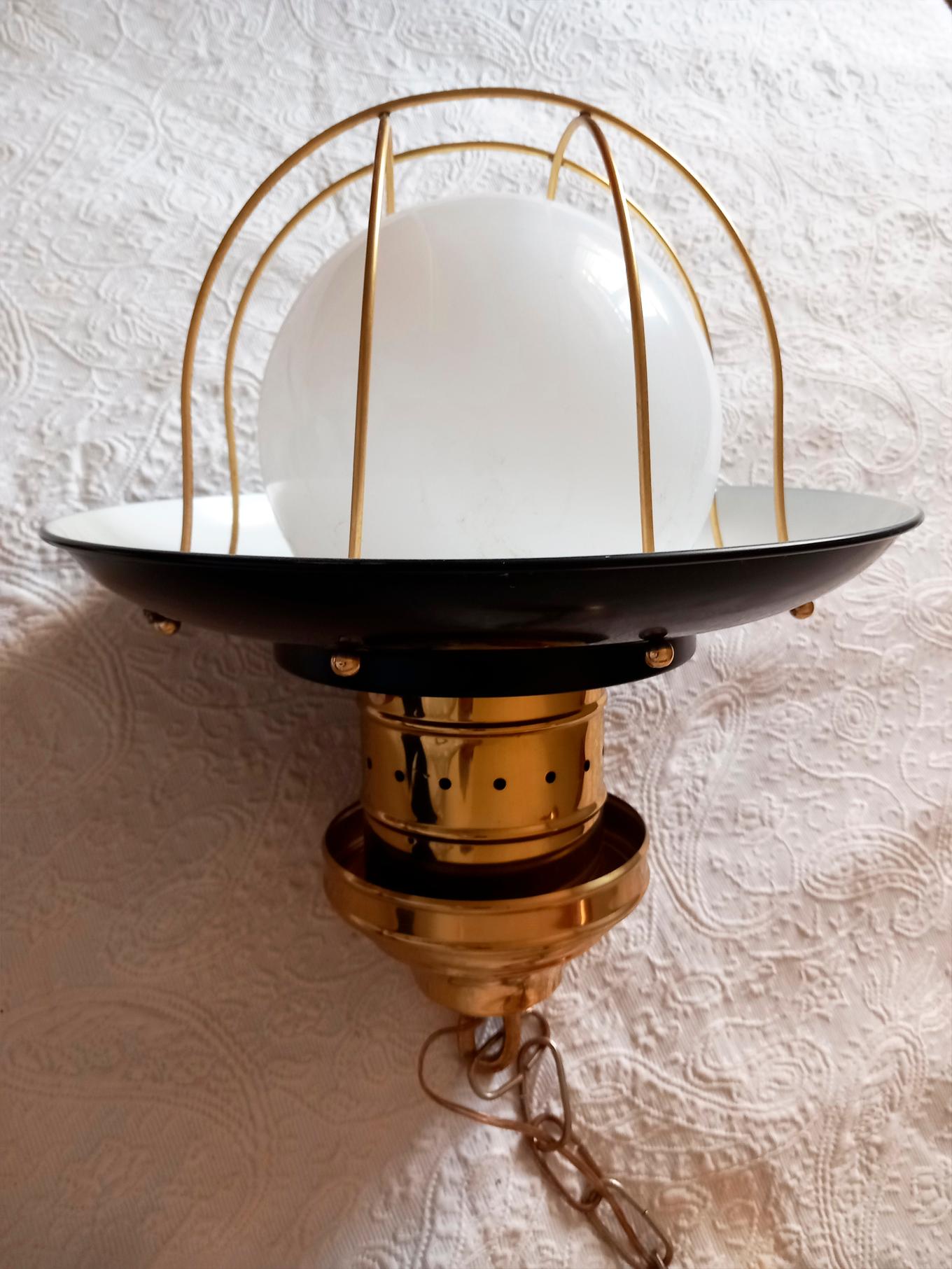 Lantern Sailor Style Brass Chandeliers and Pendants  Sailor Style Black and Gold For Sale 4