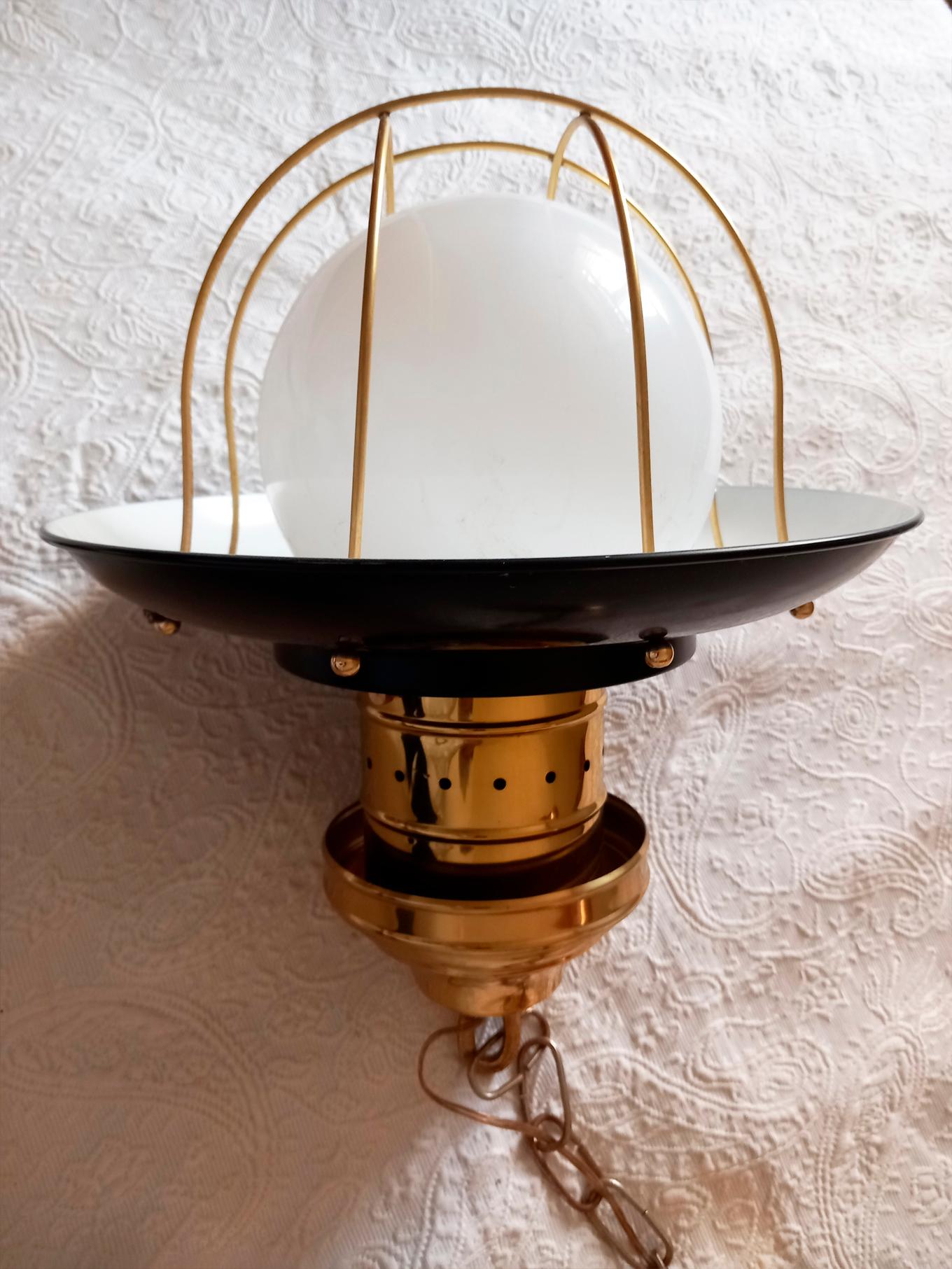 Other Lantern Sailor Style Brass Chandeliers and Pendants  Sailor Style Black and Gold For Sale